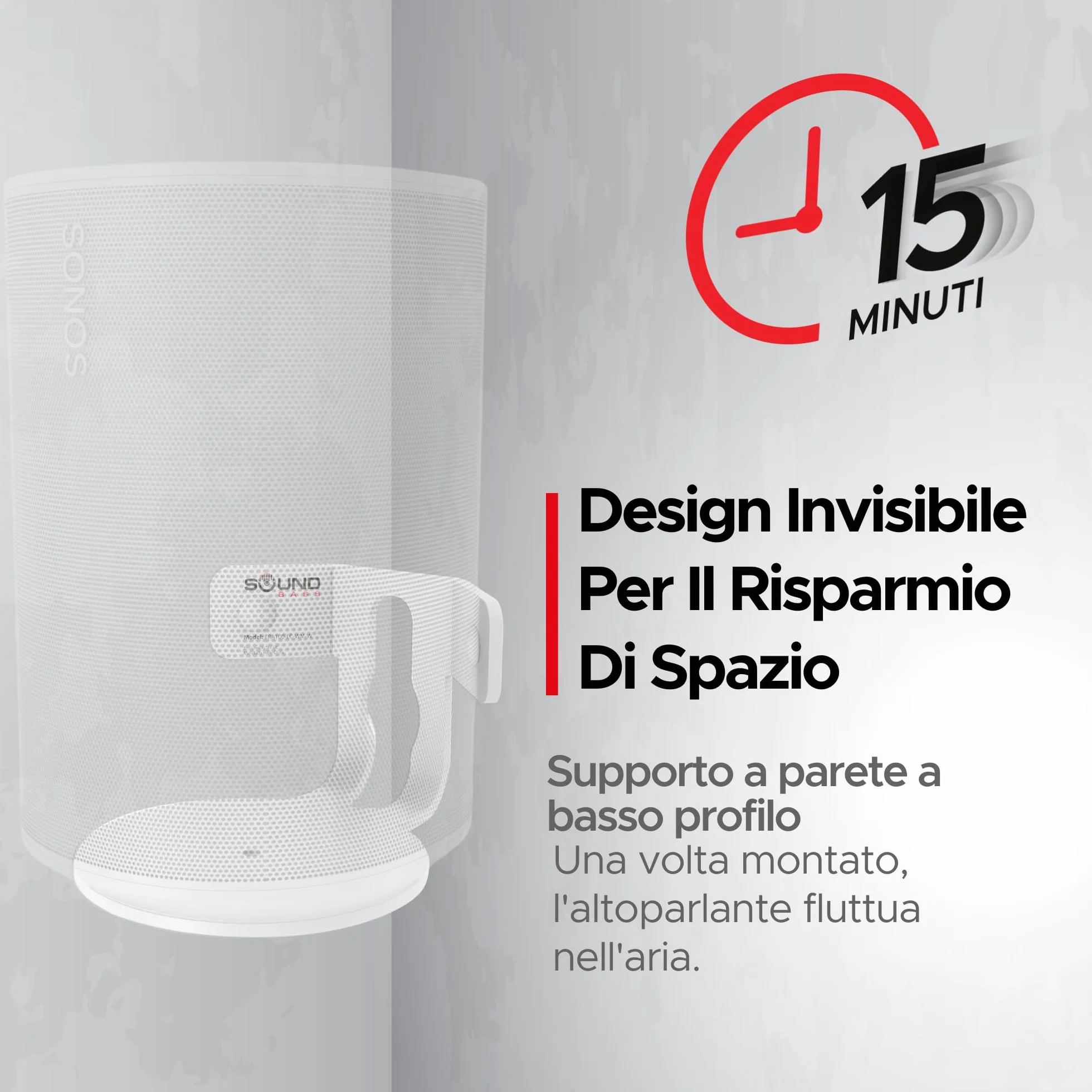 Supporto Angolare da Parete ERA 100 Profilo Basso Bianco Singolo Compatibile con Sonos ERA100 & ERA 100 SL