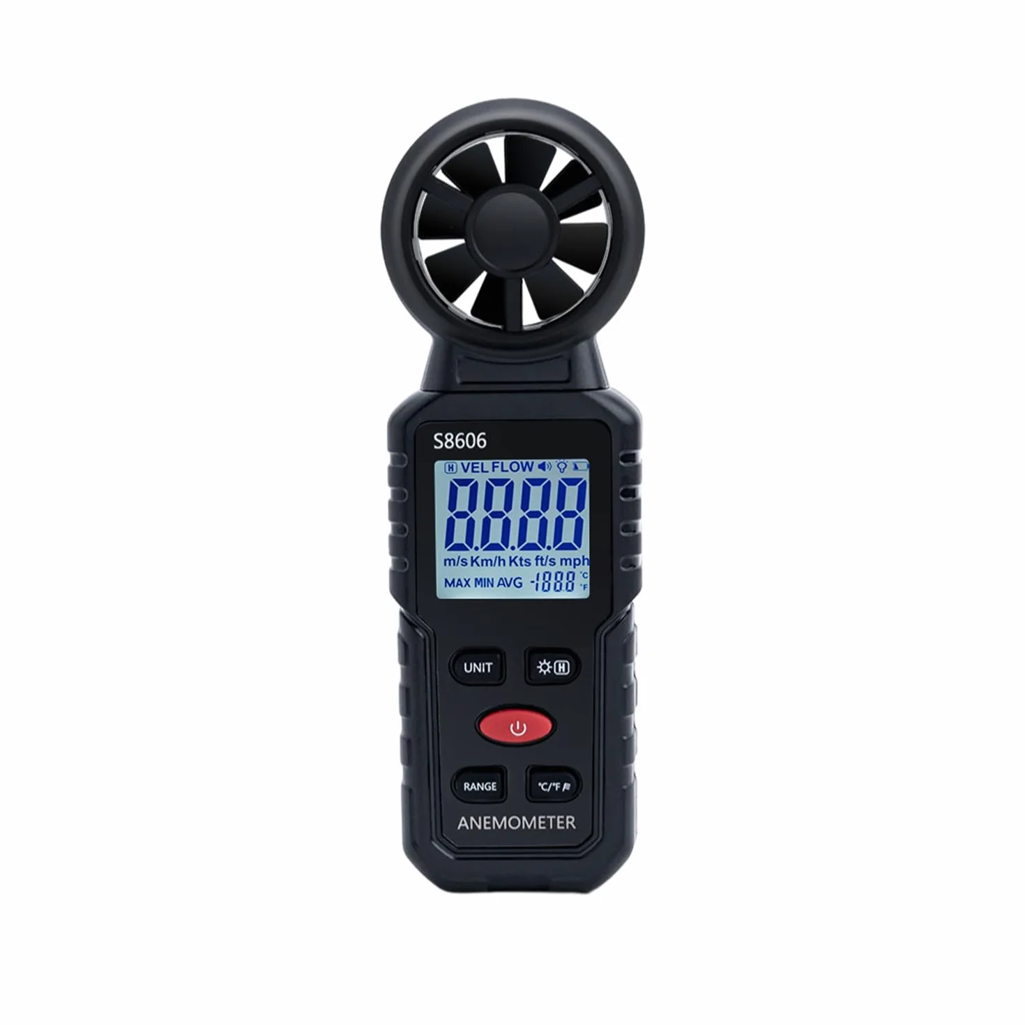 Mcbazel 3 in 1 Anemometro Digitale con Display LCD, Misuratore di Velocità del Vento Tester Velocità Flusso Aria Termometro per Esterni, Droni, Caccia, Pesca
