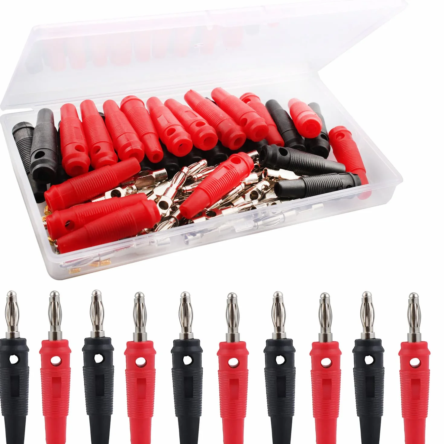 Connettori a Banana 4mm Placcati Oro per Altoparlante, 30 Pezzi Nero/Rosso