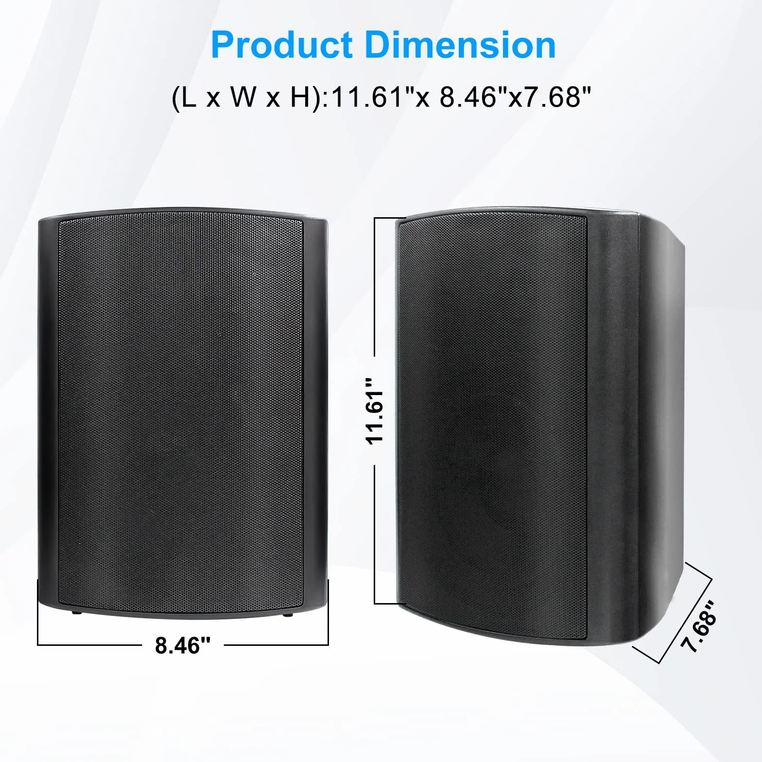 Herdio Altoparlanti da esterno impermeabile 400W Bluetooth 6.5'' diffusori con montaggio a parete, Nero