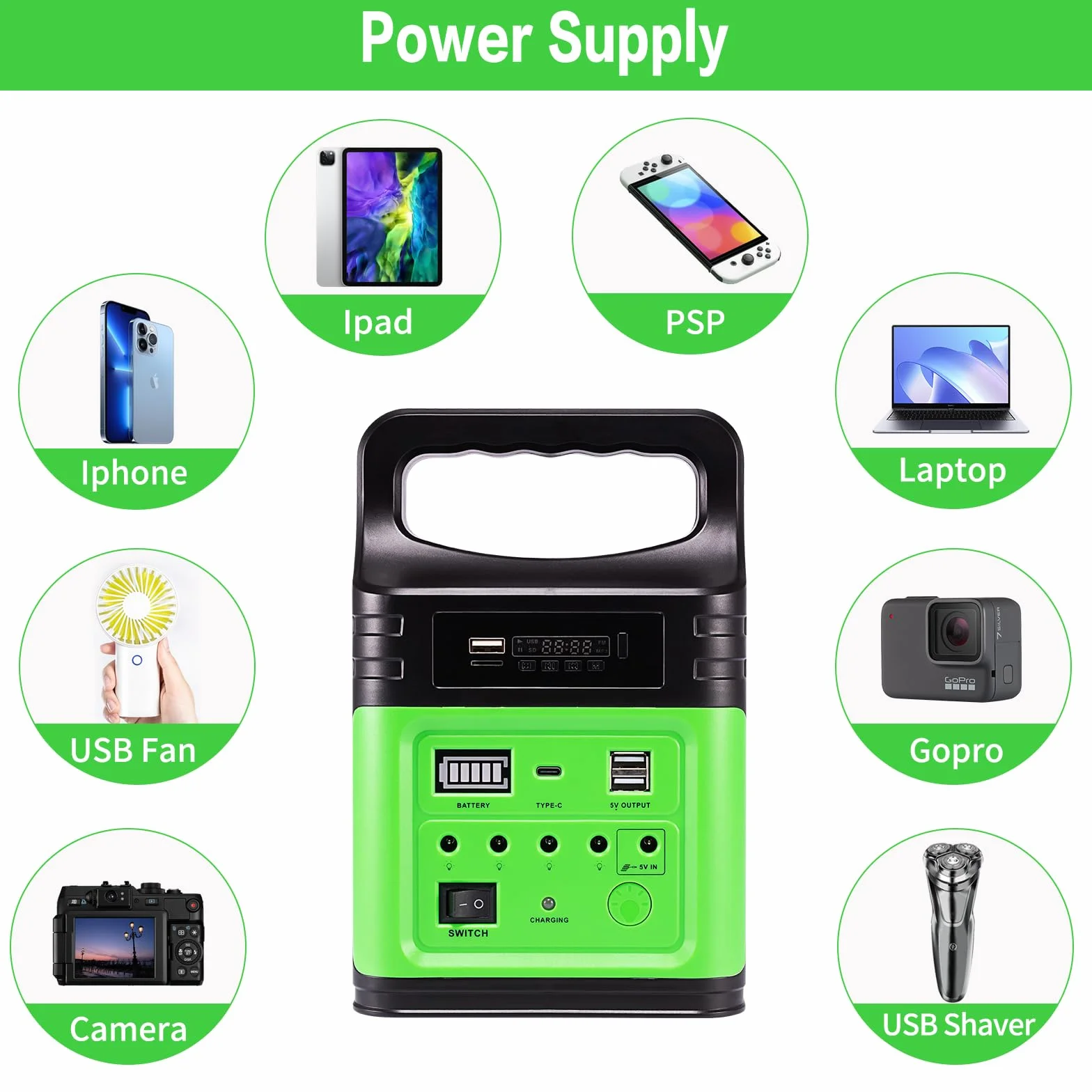 Upgrade-Vclpower Stazione di Alimentazione Power Bank DC 20000mAh con Pannelli Solari, Uscita 12V/9V Ricarica Rapida Stazione di Alimentazione Portatile per Casa Emergenza Campeggio All'aperto