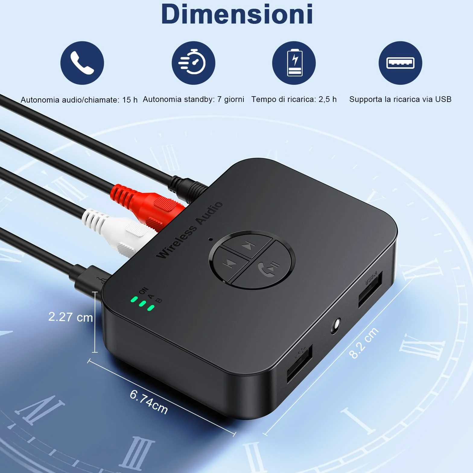 Adattatore Bluetooth 5.4 Impianto Stereo con Telecomando, Ricevitore Audio Wireless Hi-Fi con Jack Aux 3.5mm RCA