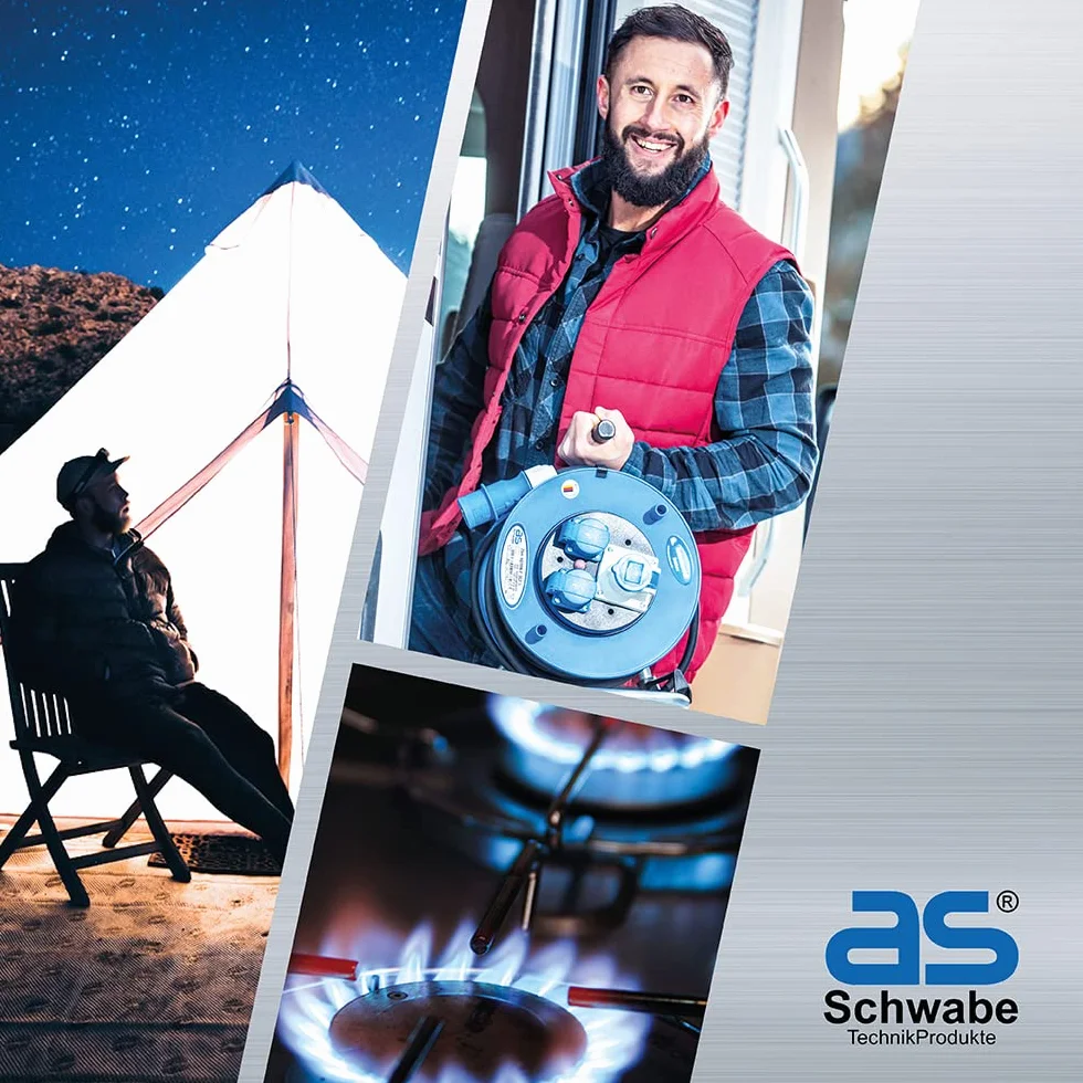 as - Schwabe CEE Cavo adattatore caravan 1,5 m - Spina CEE 400 V / 16 A / 5 poli & attacco CEE con coperchio incernierato 230 V / 16 A / 3 poli - Adatto per interni / esterni - IP44 - Made in Germany