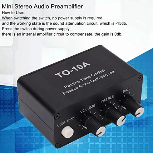 Mini Preamplificatore Audio Stereo con Controllo Tono EQ Passivo per Home Studio DJ