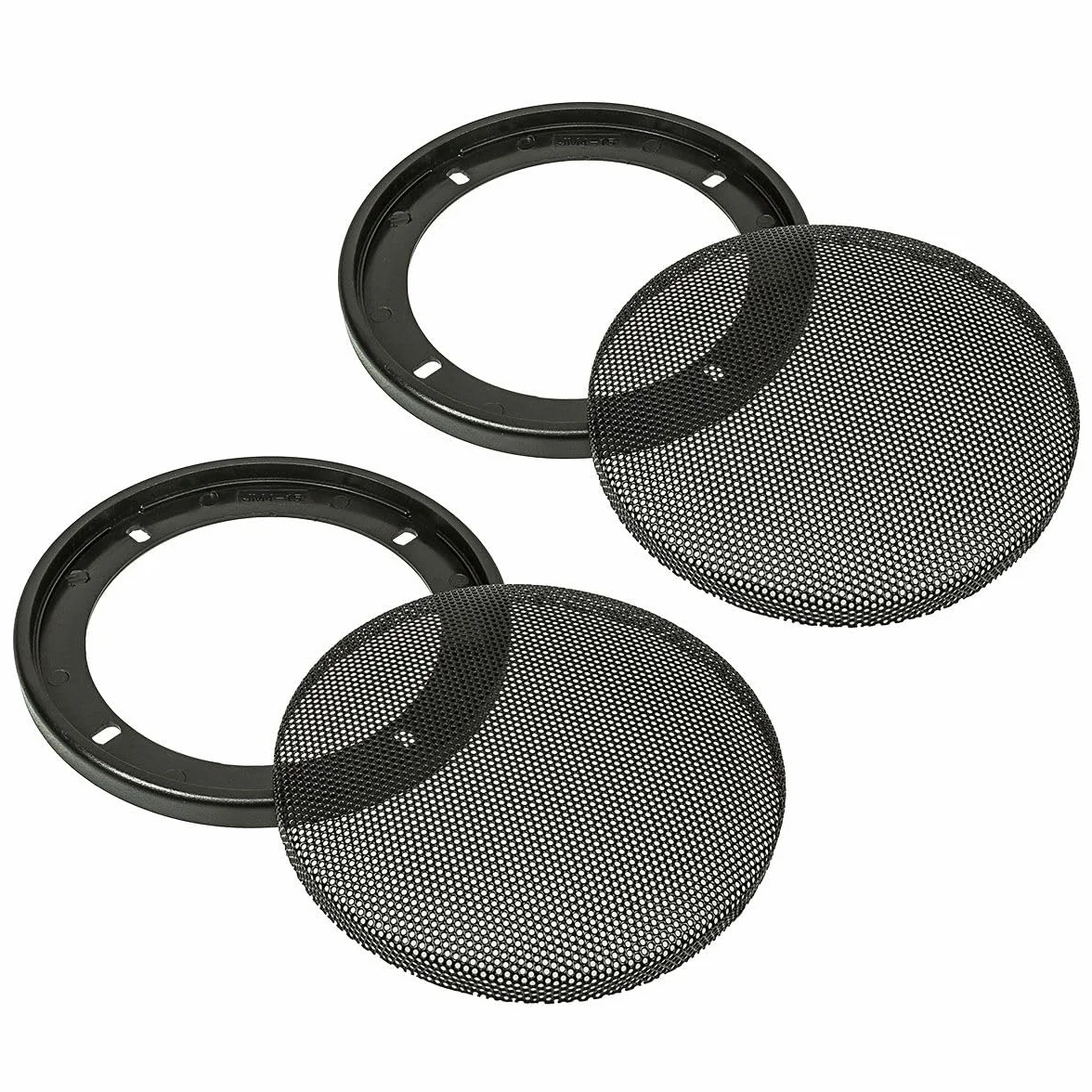 Tomzz Audio Griglia per altoparlante DIN 100mm nero 2 pezzi anello di plastica set griglia metallica