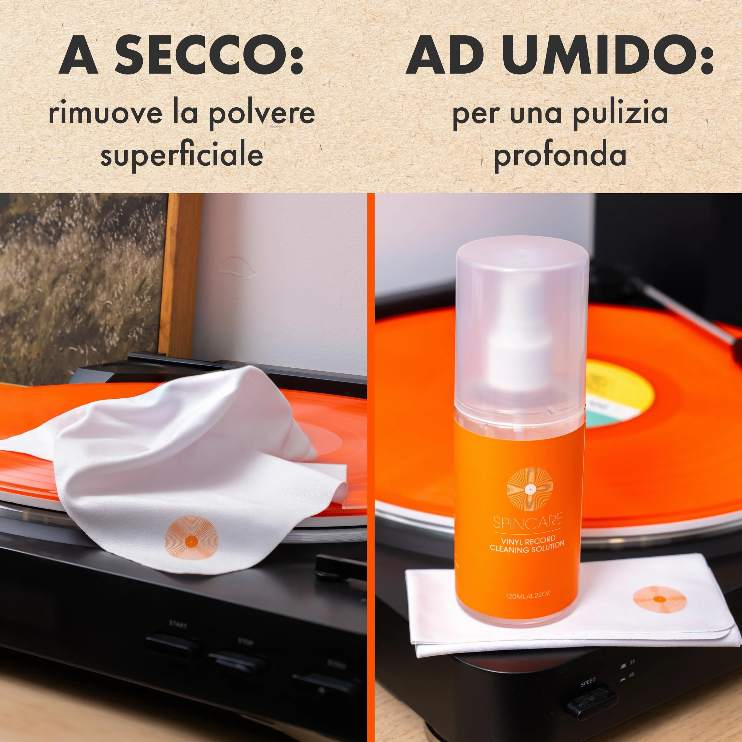 SPINCARE Panni Antistatici Per Dischi In Vinile Microfibra 24x16,5 cm