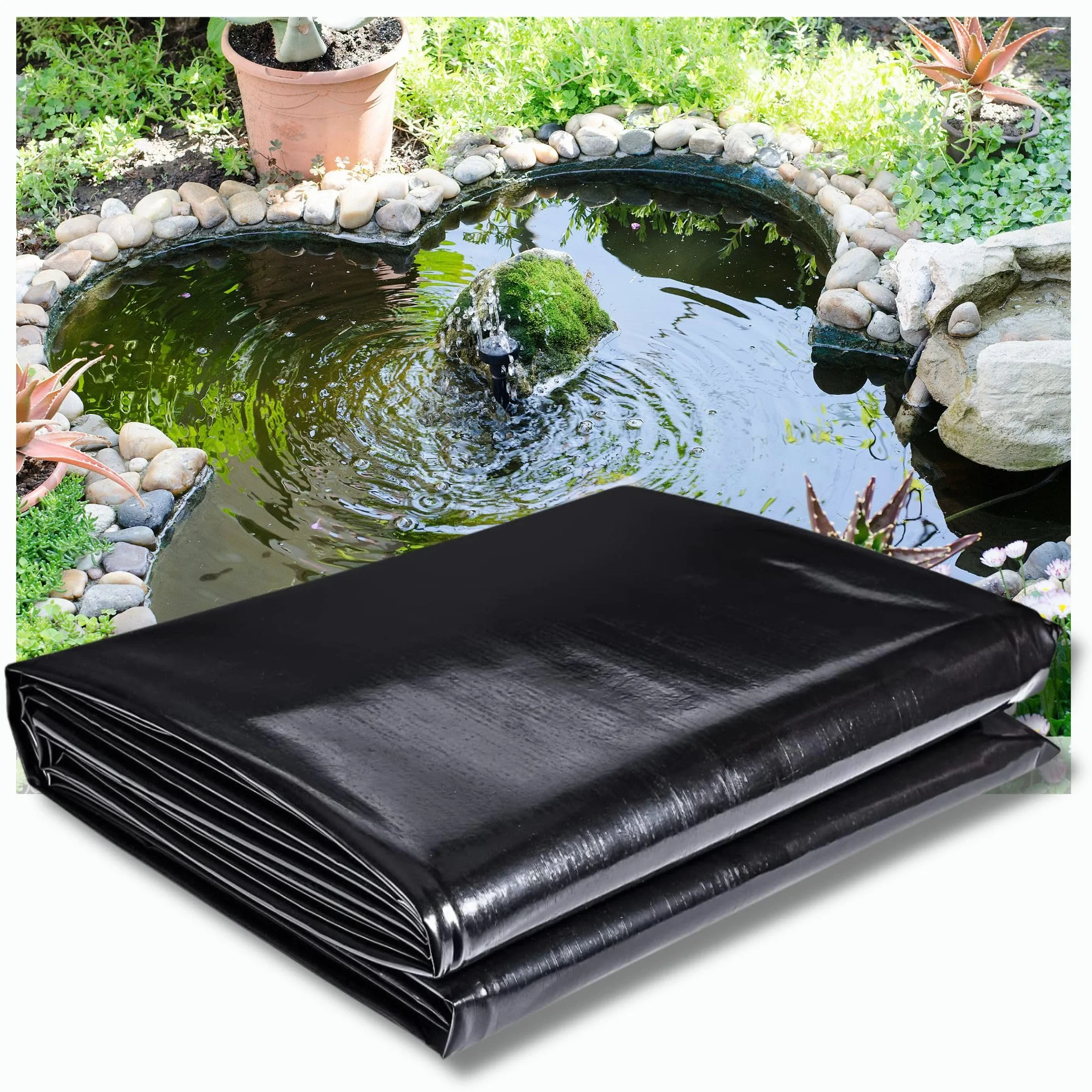 Telo per Laghetto da Giardino in PVC Flessibile Resistente agli Strappi per Piscine Fontane Cascate Telone Impermeabile per Esterno Dimensione Telo PVC 3 x 4 Spessore 5 mm Nero Heissner