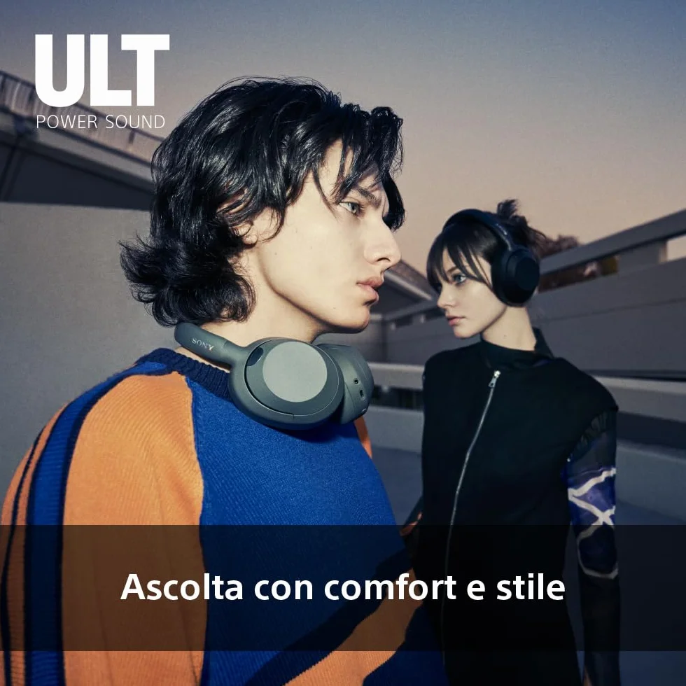 Sony ULT WEAR Cuffie Wireless Noise Cancelling, Bassi Profondi, Processore WH-1000XM5, Batteria 30 Ore, Nero