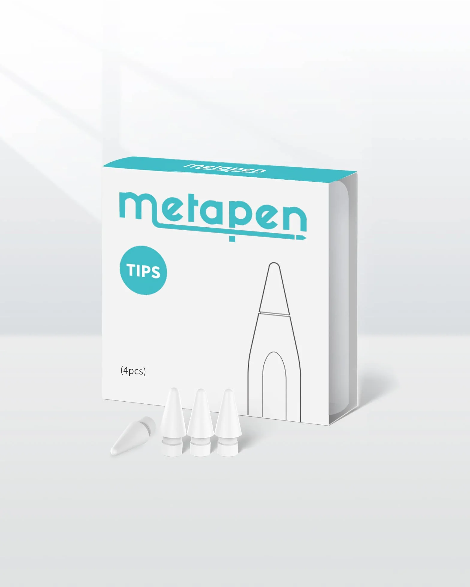 Metapen Punte per iPad Compatibili con Apple Pencil 1ª/2ª Gen e Logitech Stylus, Durevoli e Sensibili (4 Pezzi, Bianco)