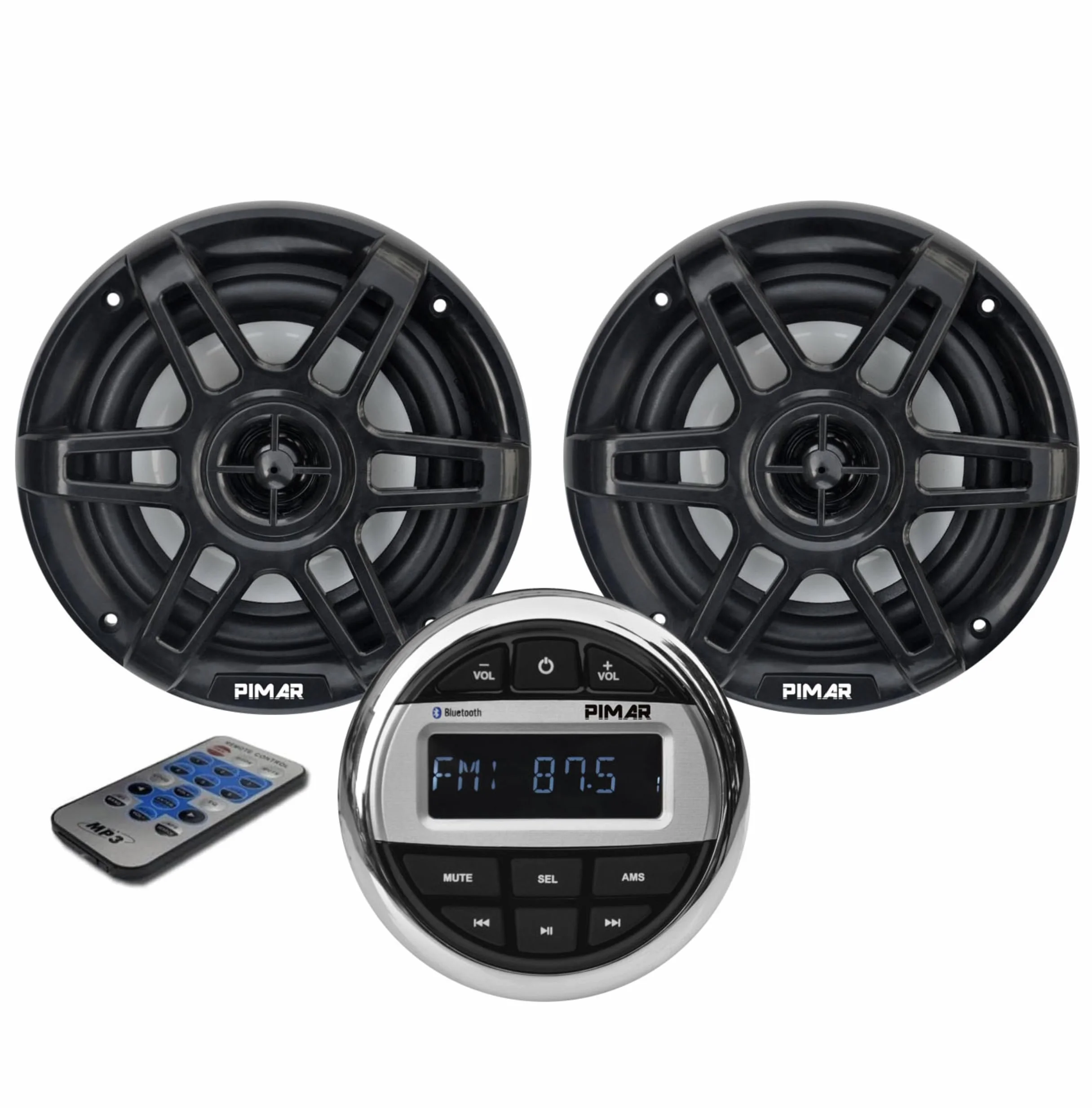 PIMAR Kit stereo z głośnikami 150 WATT radio Bluetooth USB pilot łódź