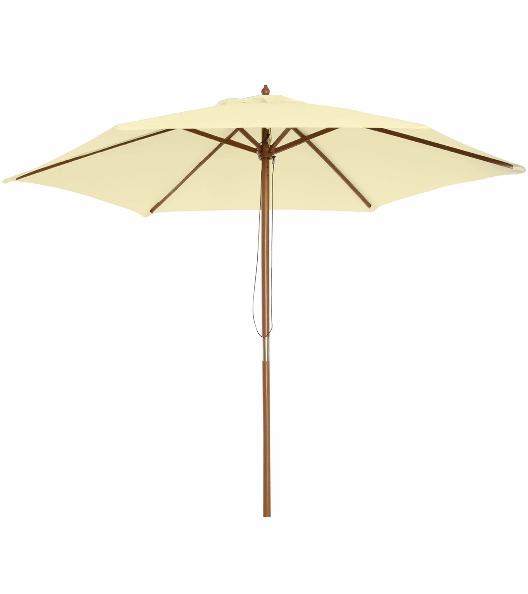Outsunny Ombrellone da Giardino 2.5x2.3m, Ombrellone Parasole a 6 Stecche in Legno e Poliestere, Beige
