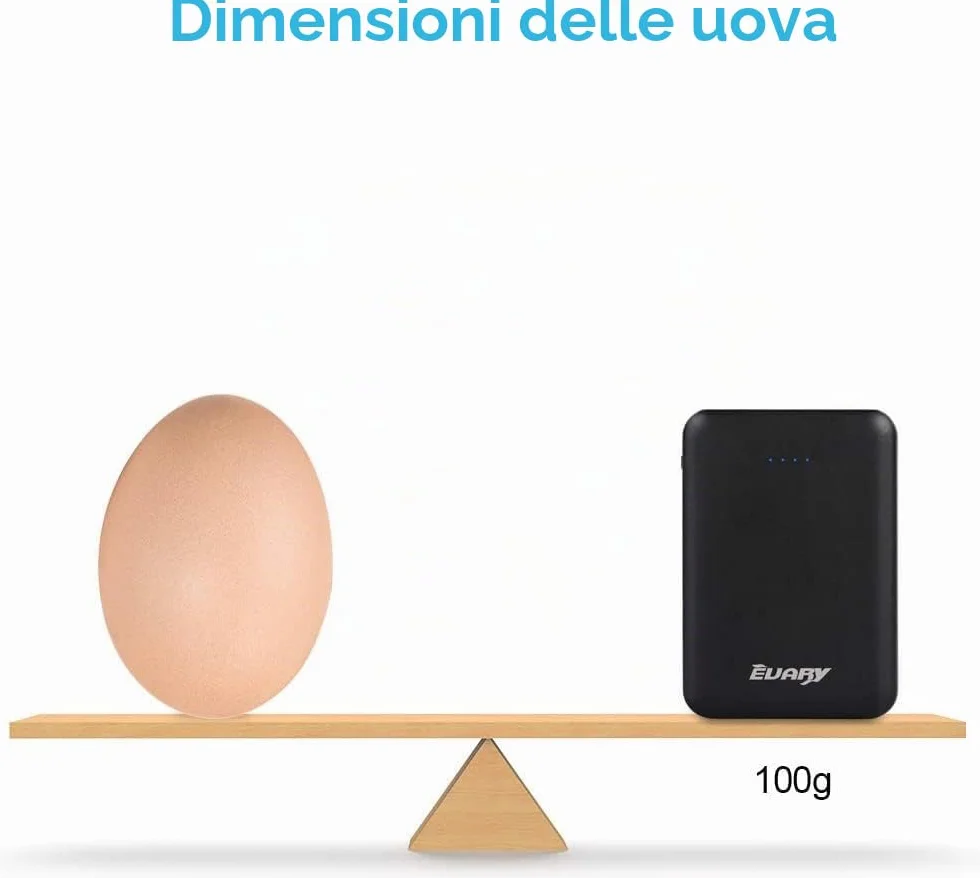 Mini Power Bank 5000 mAh batteria esterna portatile con cavo bianco e nero