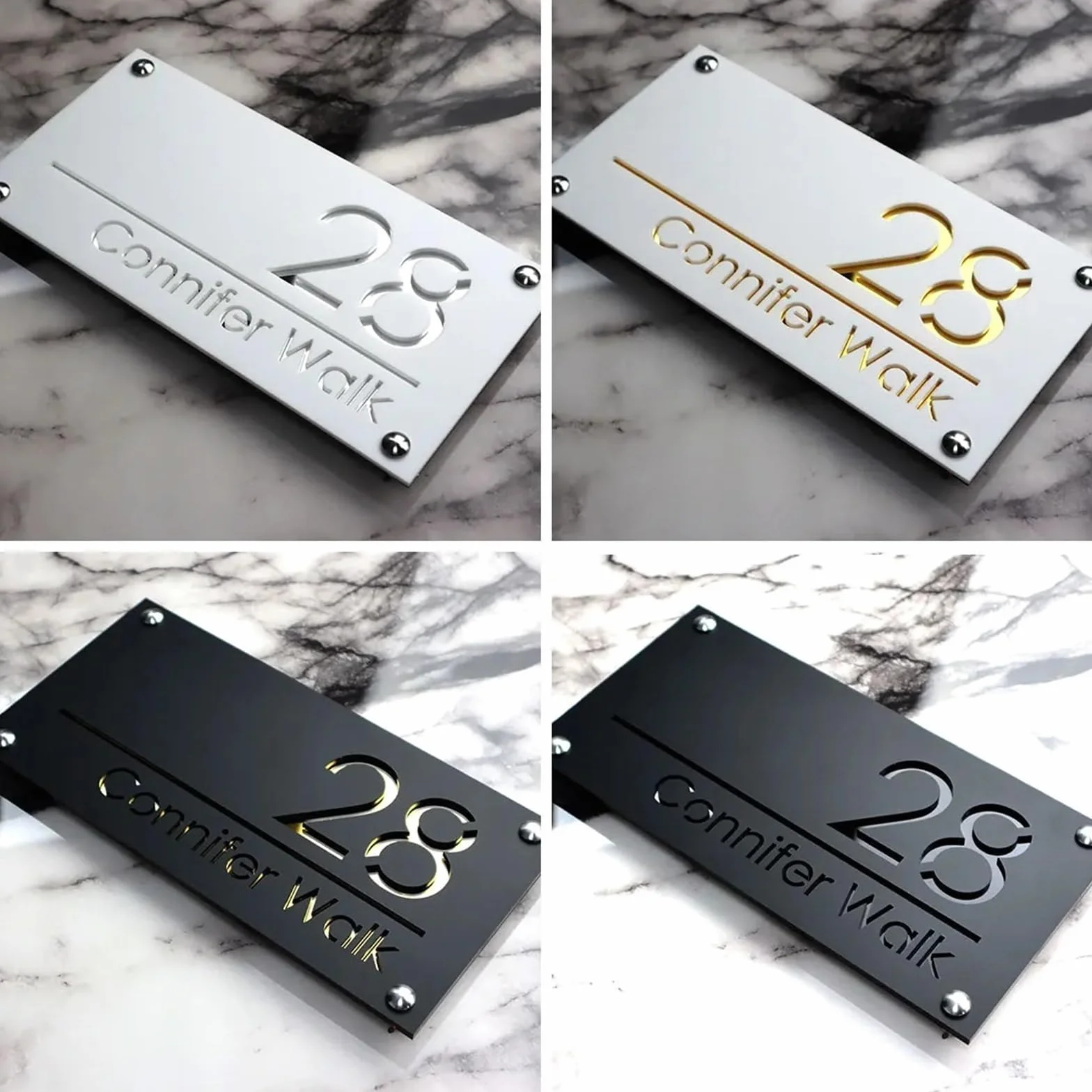 Cartello con indirizzo in acrilico for esterni personalizzato - Numeri civici personalizzati e targhe con nomi di vie, arte murale resistente alle intemperie for la decorazione della casa - regalo uni