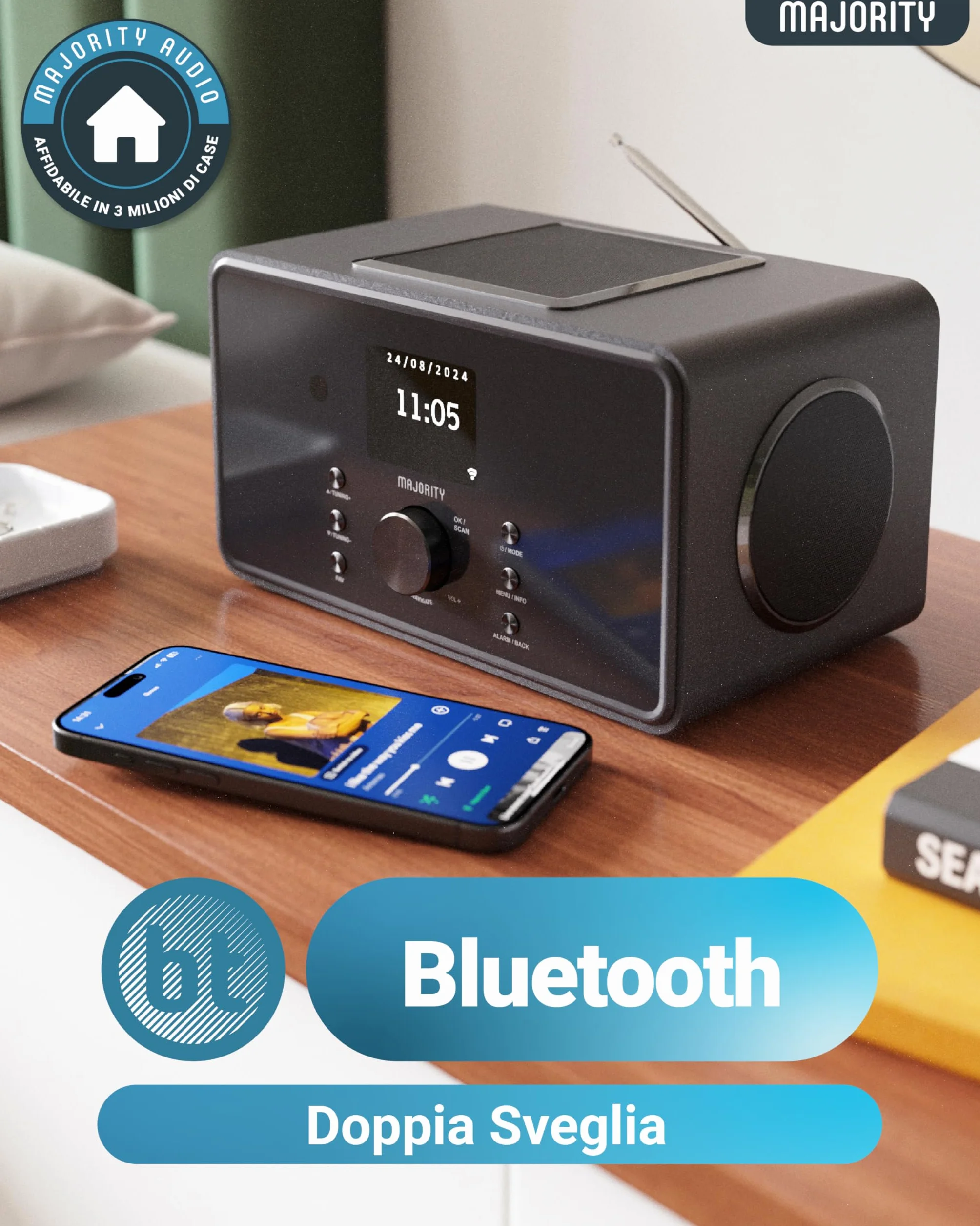 Majority Bard Radio DAB+ WiFi Bluetooth Subwoofer 2.1 Internet Radio Digitale Spotify Connect FM