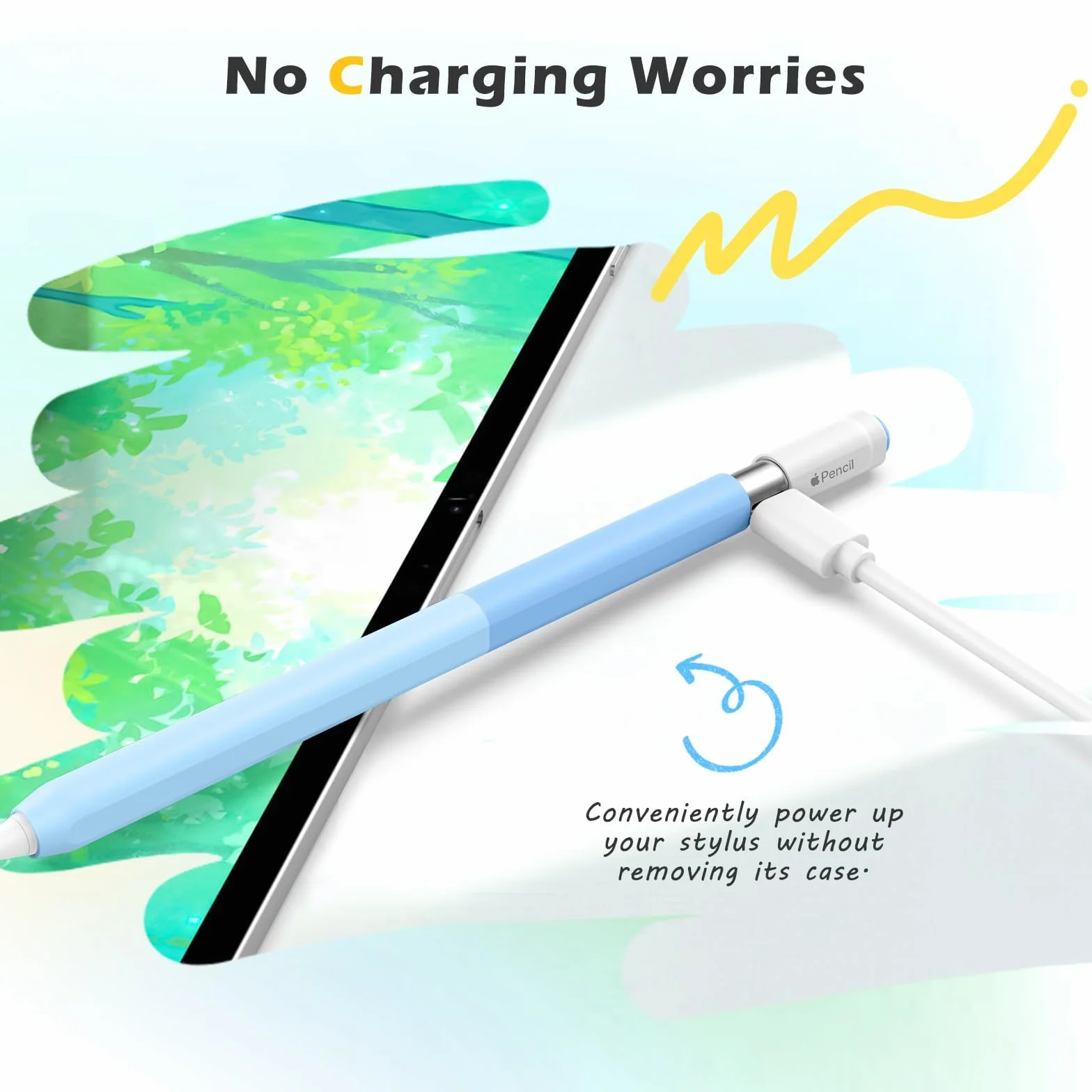 MoKo Custodia Silicone Apple Pencil USB-C Cover Protettiva Colori Sfumati Azzurro Cielo Gradiente