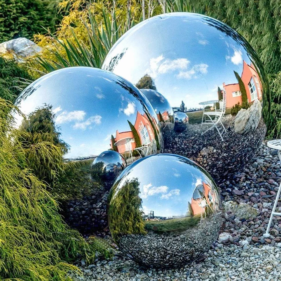 Sfera da Osservazione in Acciaio Inox, 6 Pcs 50-150 mm Sfera da Giardino Riflettente Lucidata a Specchio,Sfere Galleggianti per Laghetto Globo Senza Cuciture per Decorazioni per Giardino Domestico
