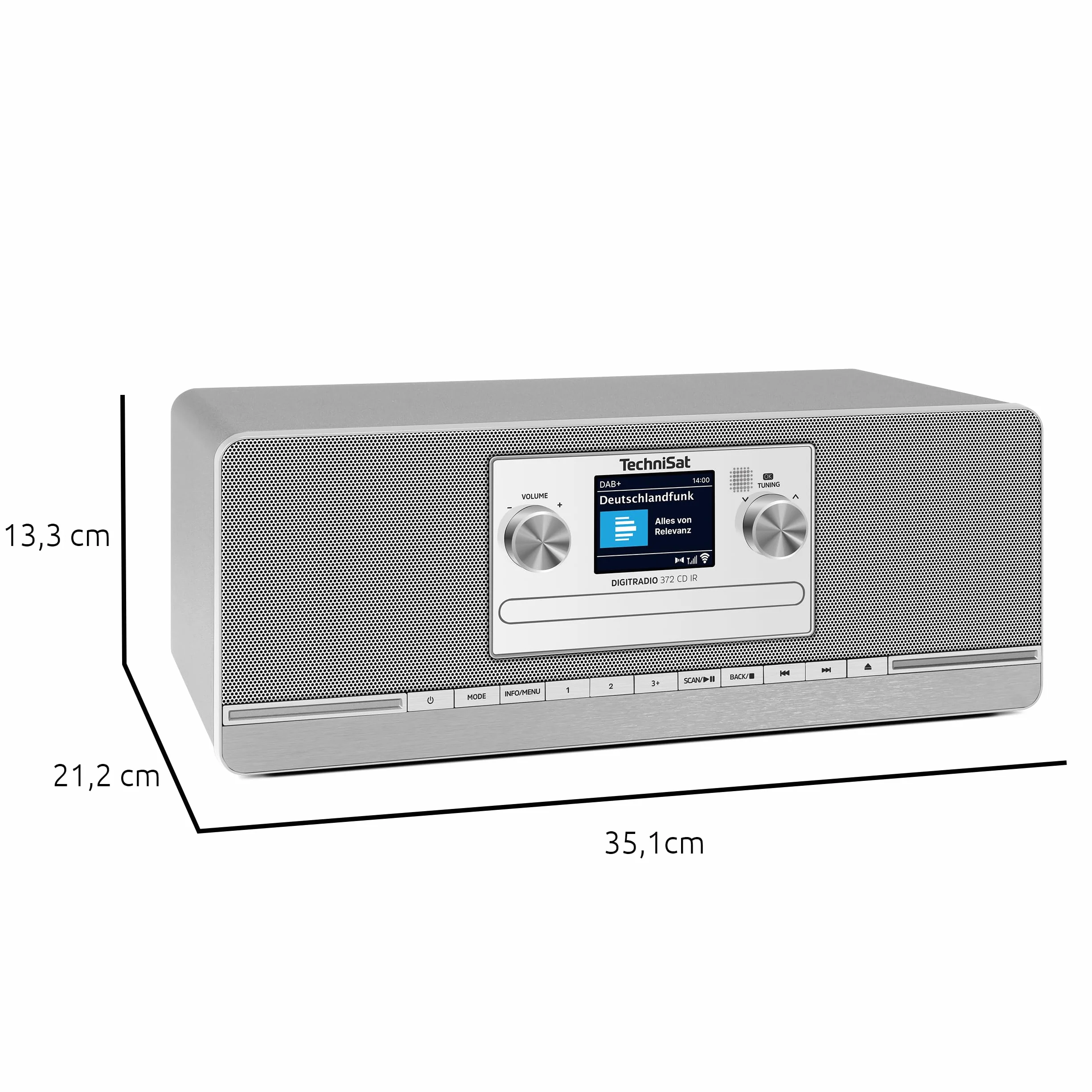 TechniSat DIGITRADIO 372 CD IR Radio Internet stereo DAB+ FM CD Wi-Fi Bluetooth display colori USB AUX sveglia 10 W argento