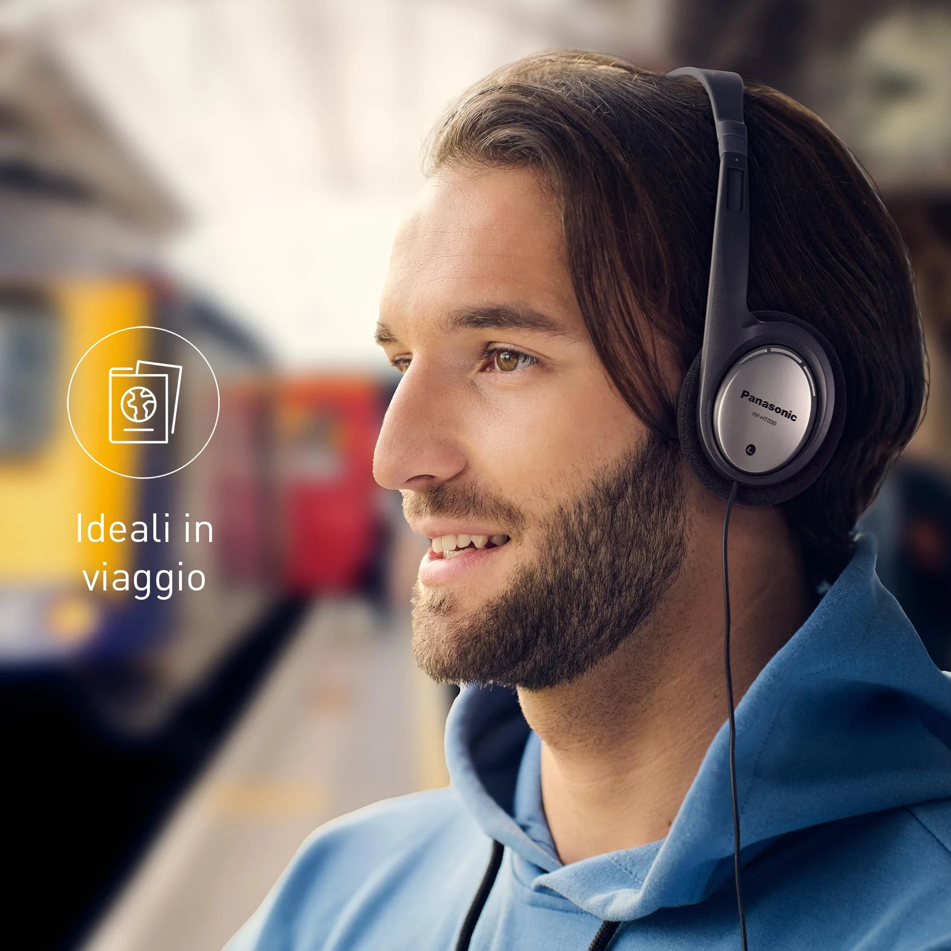 Panasonic HT030 Cuffie con Filo Ergonomiche Pieghevoli, Cavo 1,2 m, Argento