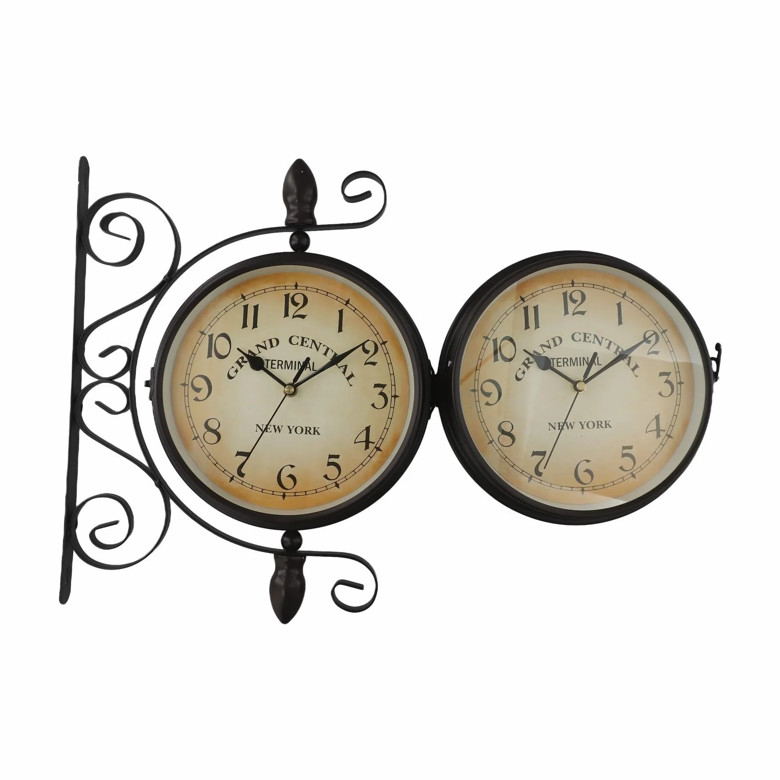 Orologio da parete vintage su entrambi i lati, per esterni, giardino, stazione ferroviaria, montato, 20,3 cm, per ingresso e portico