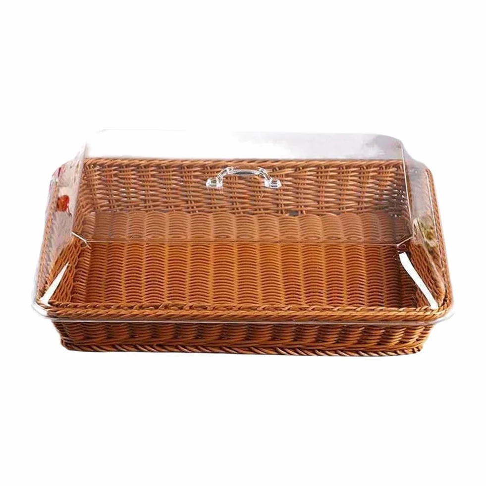 Cestino con coperchio, cestino con coperchio per alimenti, cestino da portata per piatti da tavolo, cestino da picnic intrecciato, cestino per il pane per servire,