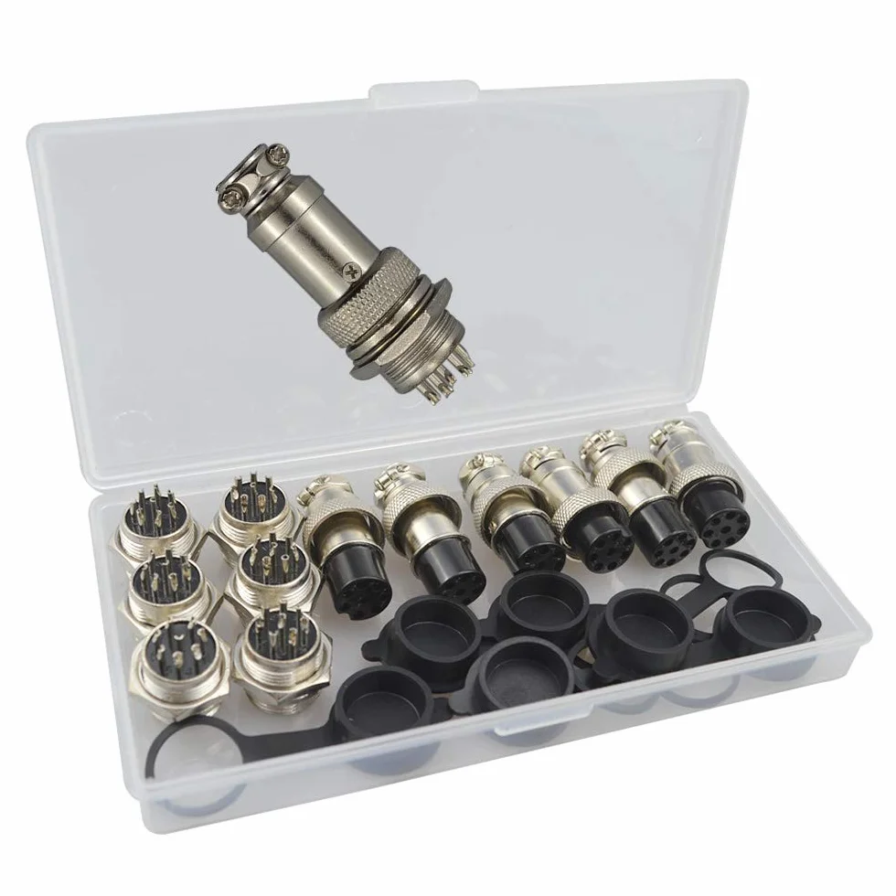 GX16 8-Pin Aviazione Spina Connettore 5A 16mm Maschio Femmina Metallo con Gomma Berretto
