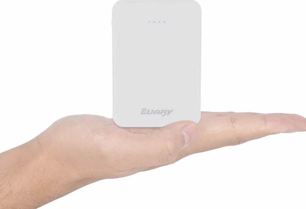 Mini Power Bank 5000 mAh batteria esterna portatile con cavo bianco e nero