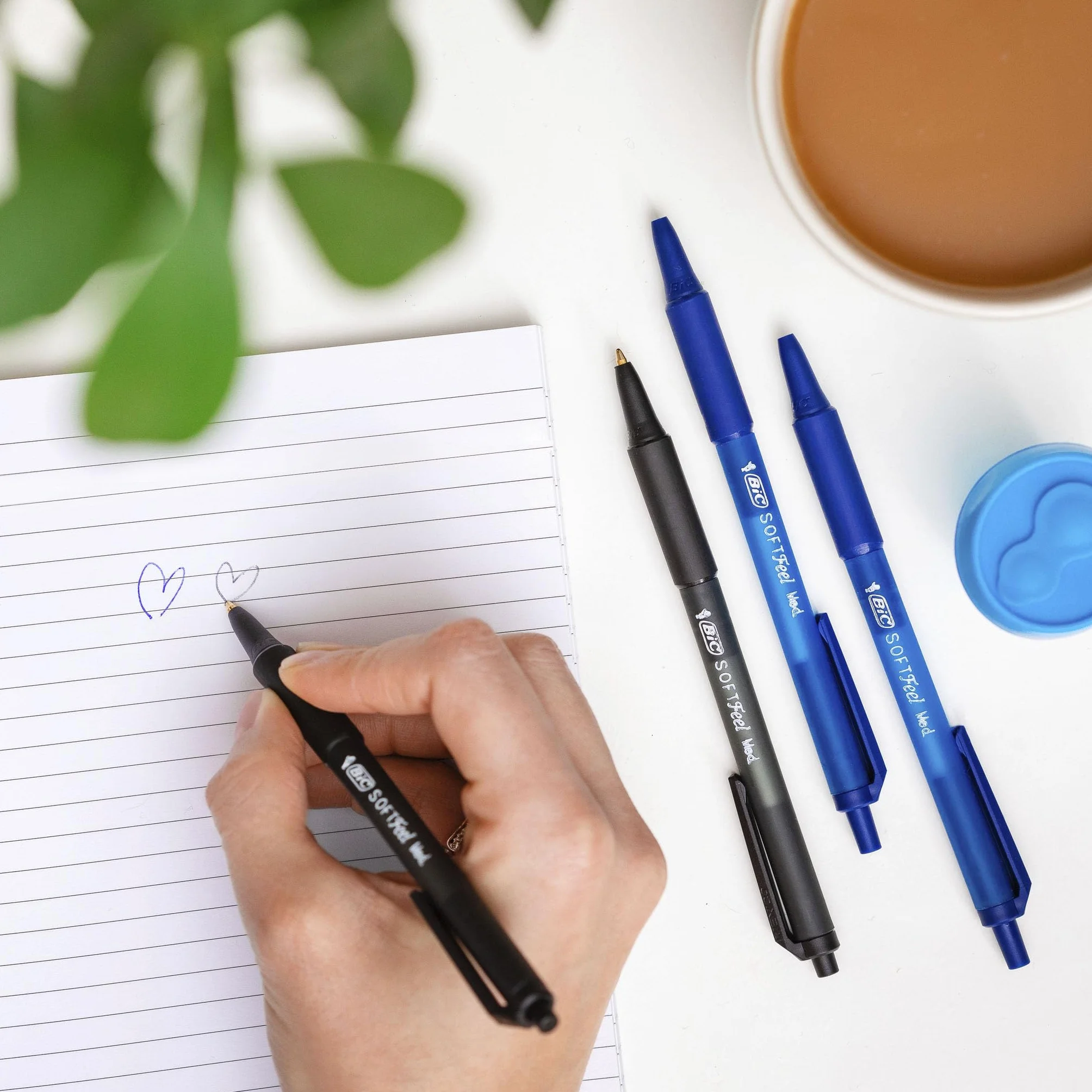 Bic Soft FeelClic Grip Penna a Sfera Punta Media 1,0mm Confezione 12 Pezzi Nero