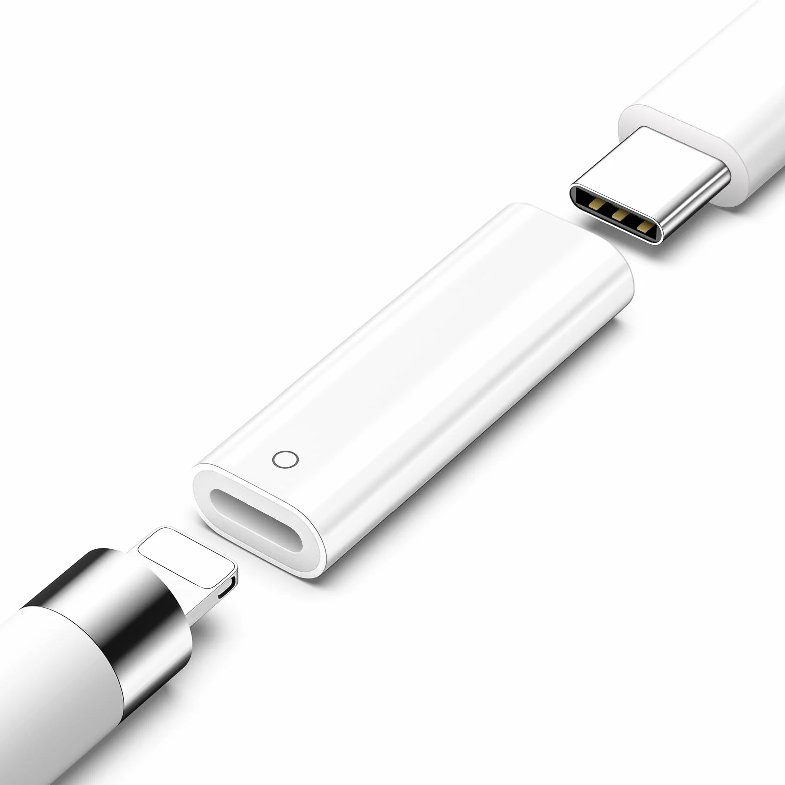 TiMOVO Adattatore Caricatore USB C per Apple Pencil 1a Generazione, Connettore da Lighting a USB C, Bianco