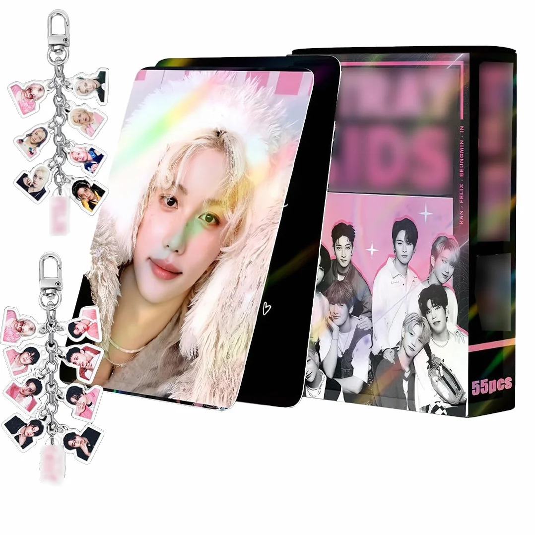 Carte SK Set con 2 Portachiavi Figure, Carte Album Star Maschili Coreane, Regali Fan Ragazze