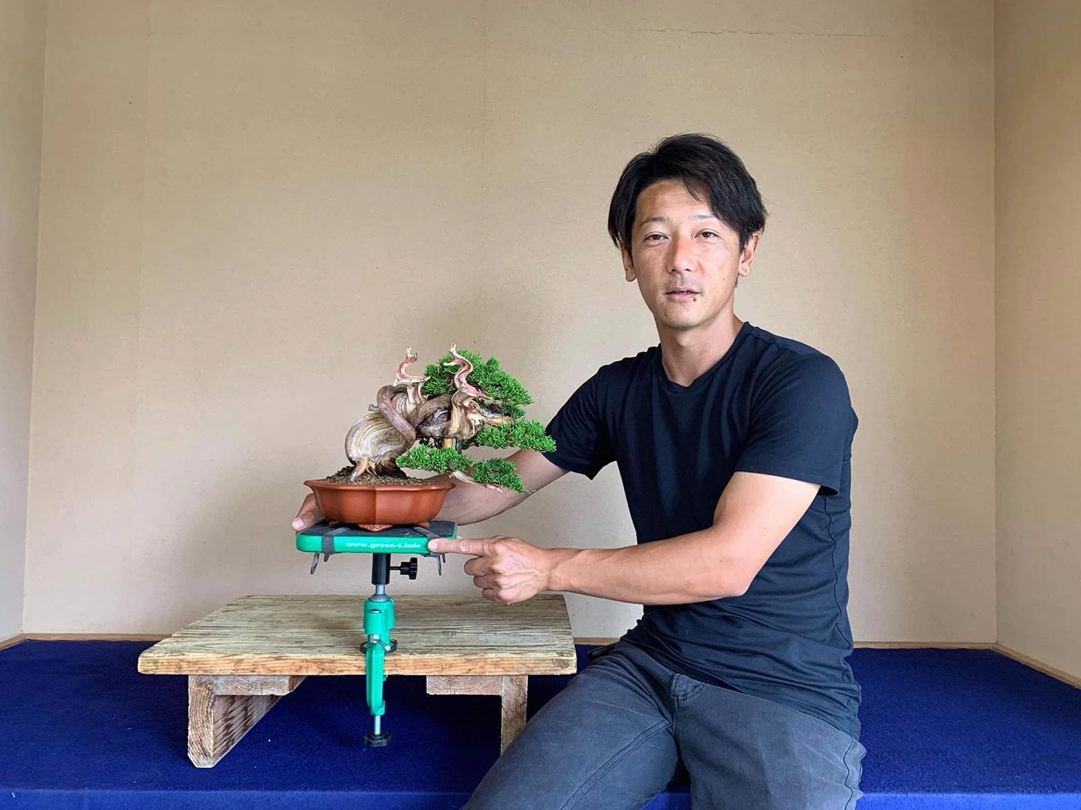 Tavolo professionale da lavoro con morsetto per Bonsai Shohin Green-T