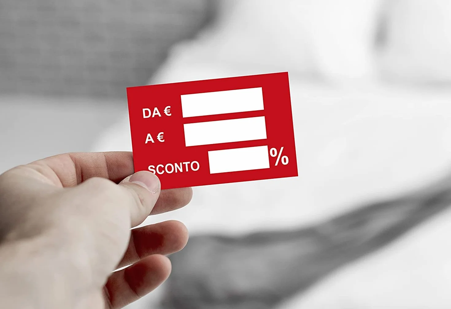 CORMAR CARTELLINO CARTONCINO SCONTO Percentuale PREZZO 100 PEZZI - ideali per saldi e promozioni (ROSSO)