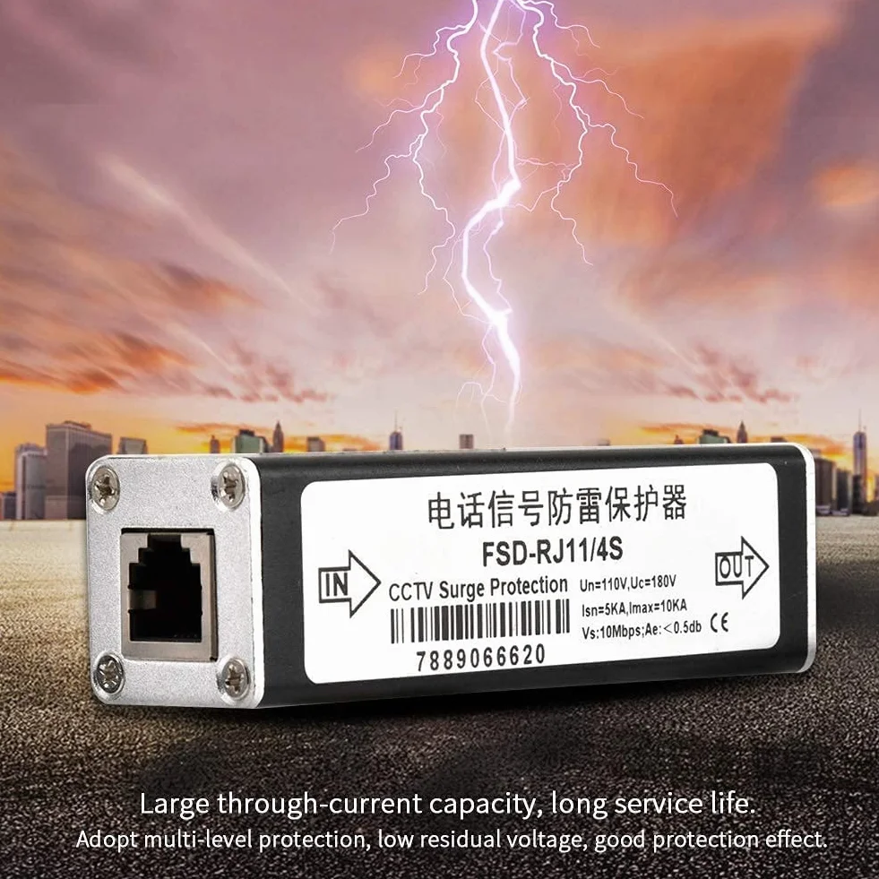 FSD-RJ11 Surge Protector Presa Salvafulmine per Linee di Segnale e Telefoni