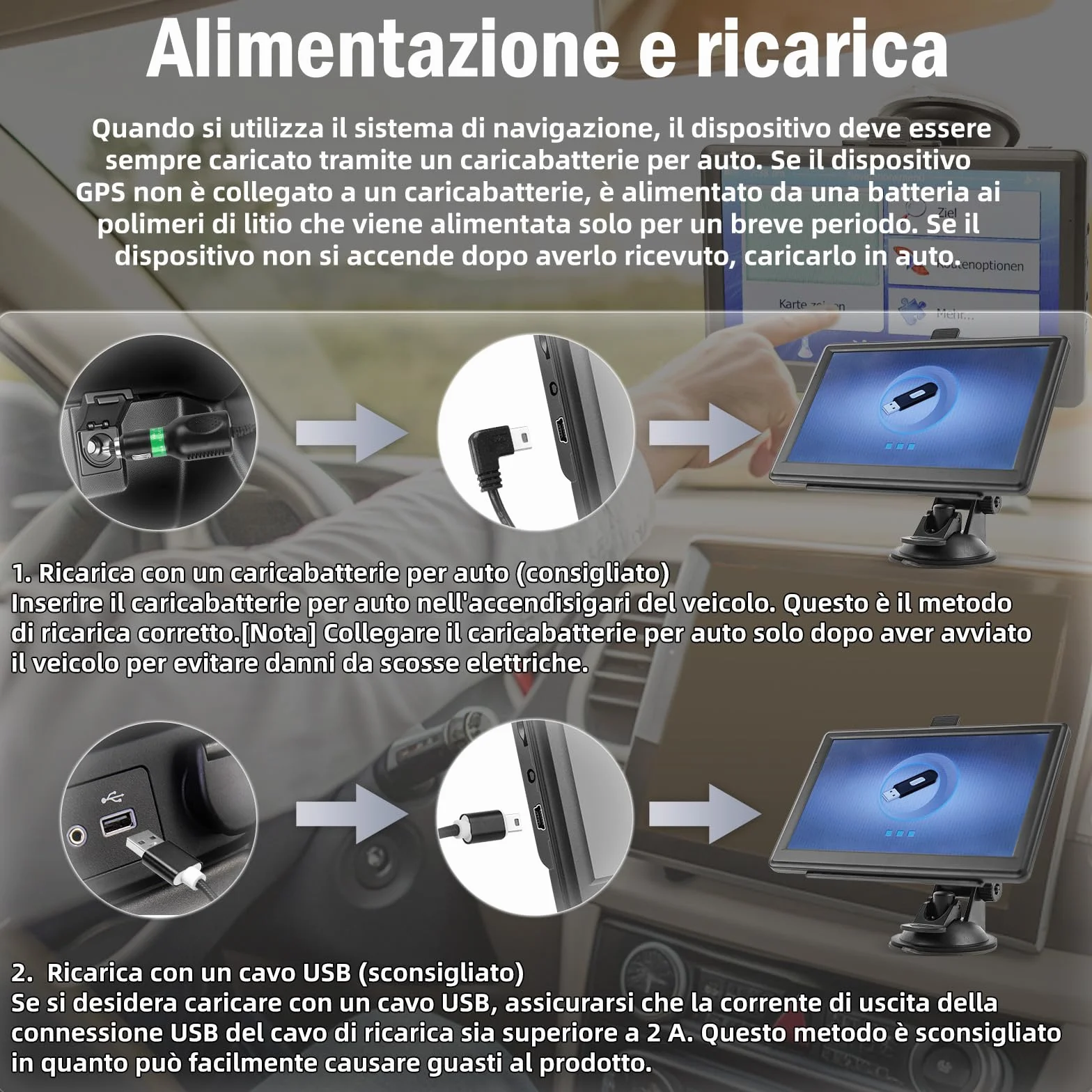 Kit navigazione GPS universale 7 pollici auto camion camper con supporto trasmettitore FM