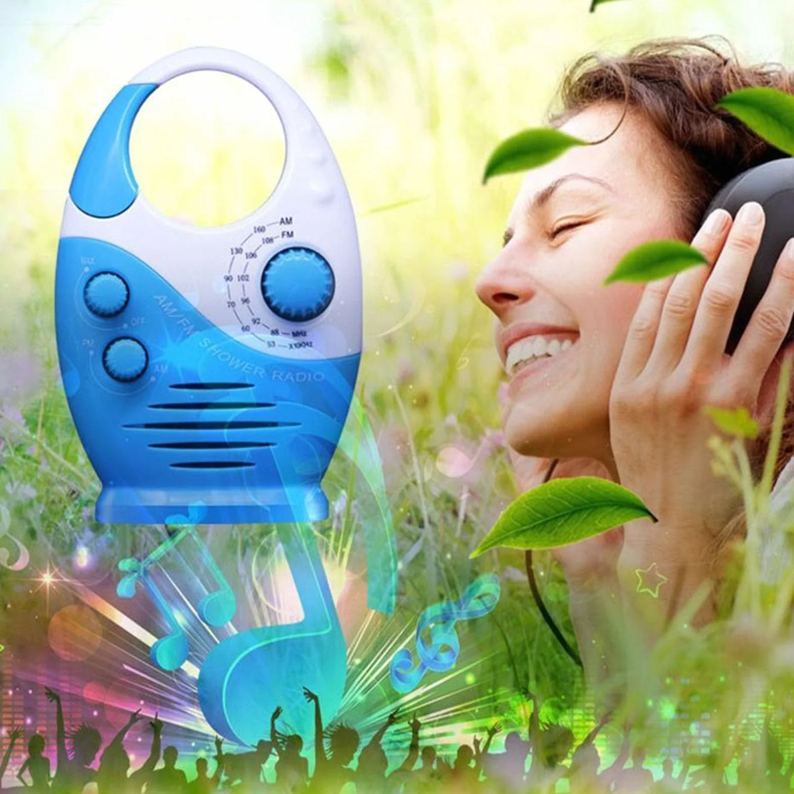 Kazuko Mini Radio a Batteria Portatile Altoparlante Leggero per Doccia Bagno Spiaggia