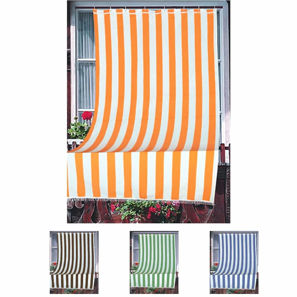 Home Tresor - Tenda da Sole da Esterno per Balcone/Terrazzo/Veranda con Anelli e Ganci per Applicazione, Resistente e Lavabile, 100% Poliestere, A righe Arancione cm. 140x250