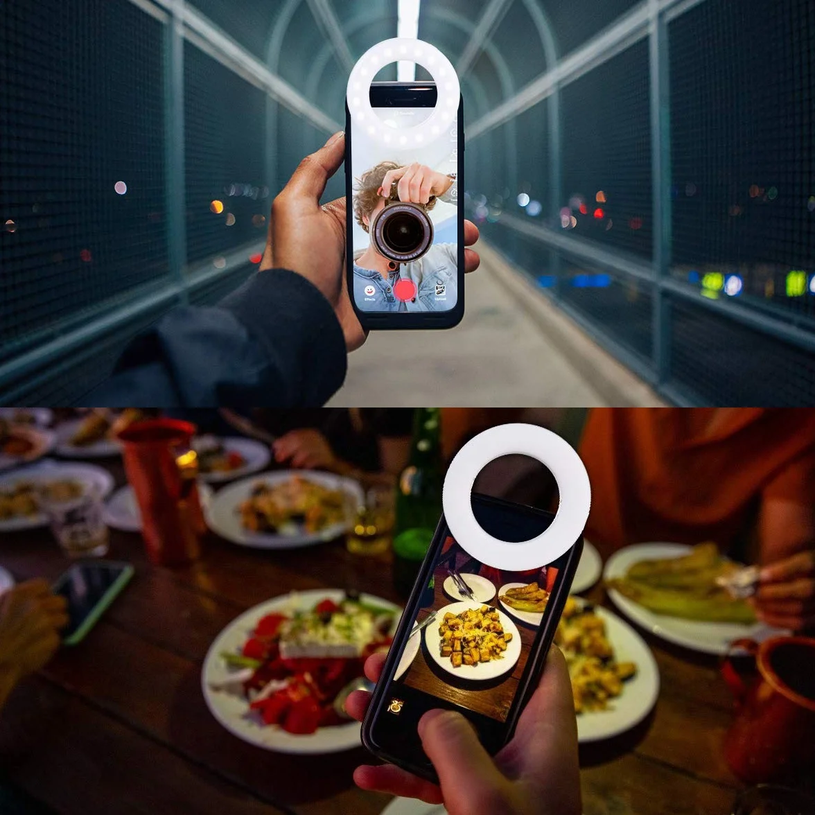 Diyife Selfie Ring Light Ricaricabile 3 Livelli Luminosità 40 LED con Clip per Telefono YouTube Facebook Live Stream