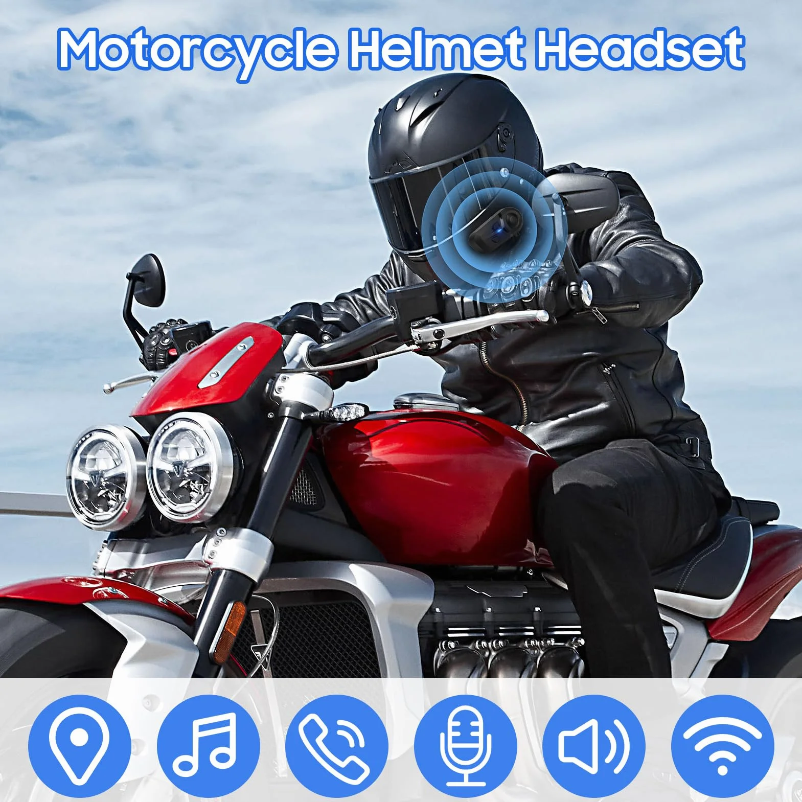 Auricolare Bluetooth Moto con Cancellazione Rumore, Impermeabile IP67 Doppio Dispositivo