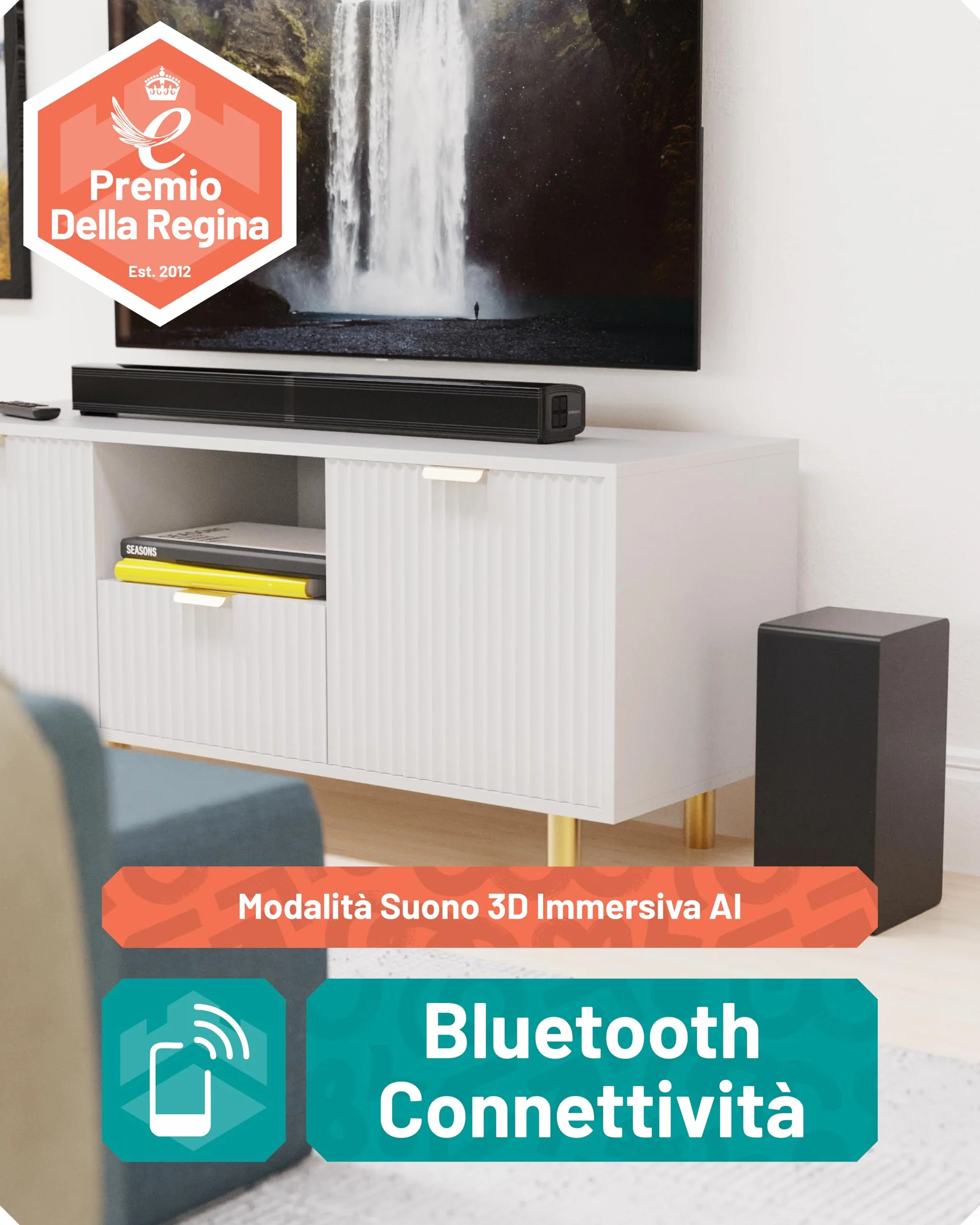 Oakcastle Home Theater Soundbar 2.1 Canali 200W Bluetooth 5.3 HDMI ARC SB80 Xtra
