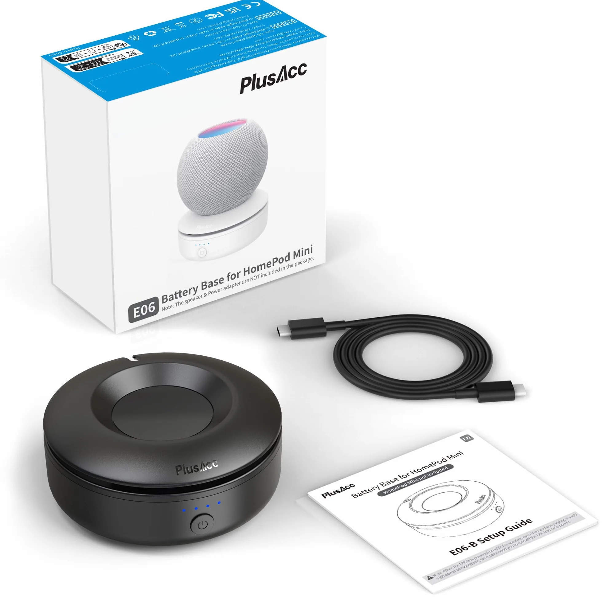 Base batteria compatibile con HomePod Mini PlusAcc ricaricabile 10 ore riproduzione Nero
