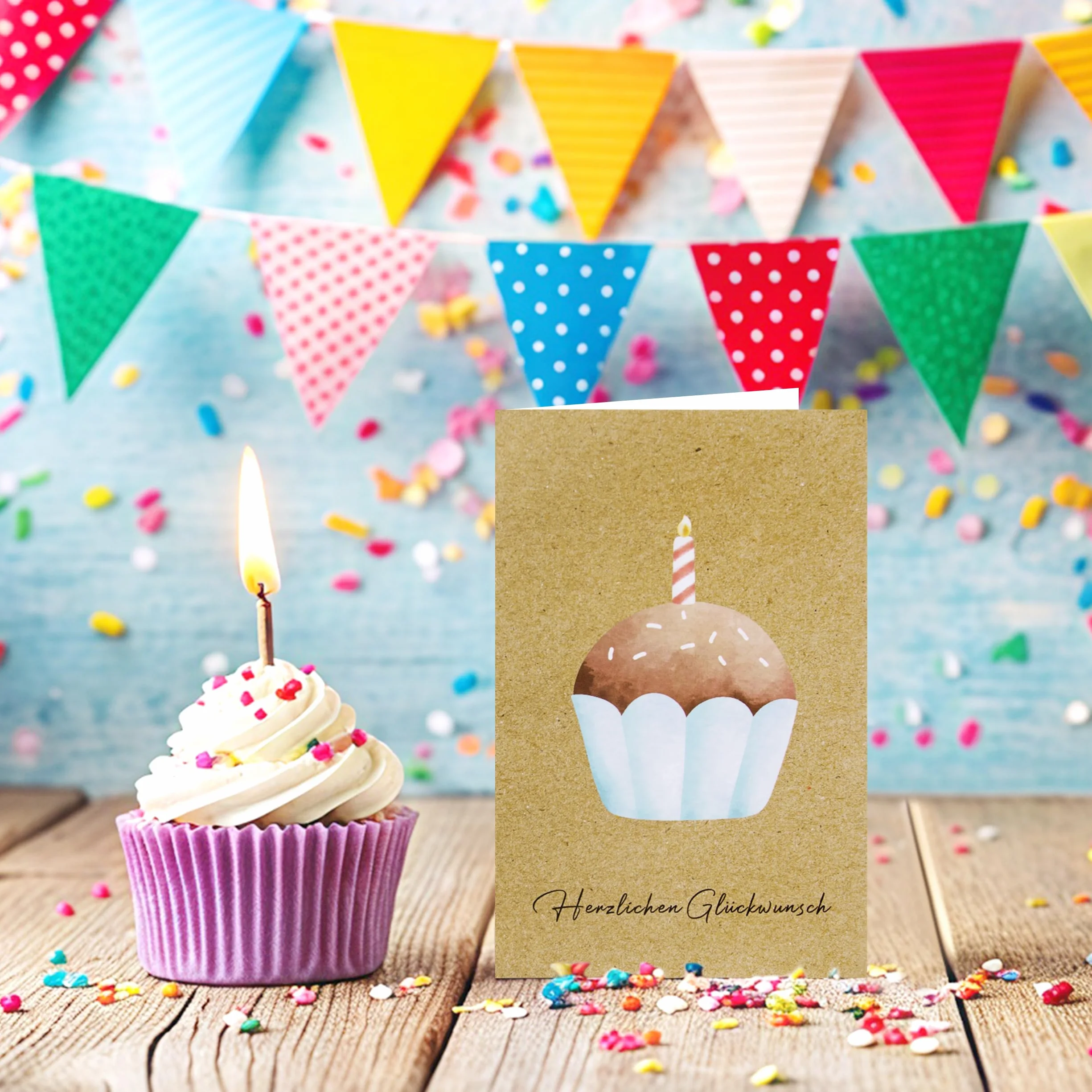Biglietti di Auguri in Carta Kraft con Buste Adesivi 12 Pezzi per Compleanno Natale