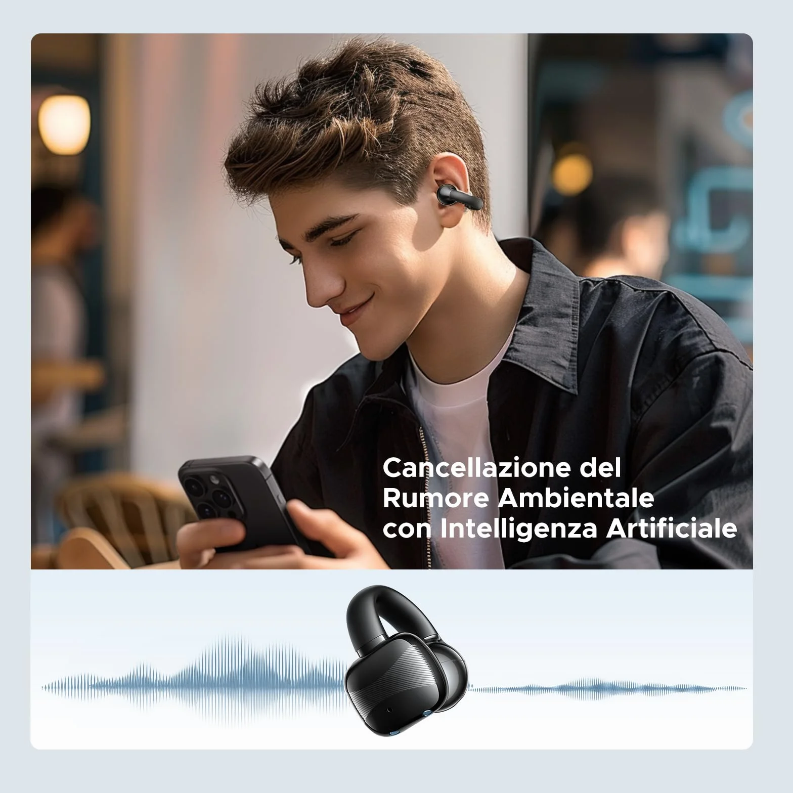 UGREEN HiTune S3 Cuffie Bluetooth 5.4 Sport con Clip Aperta ENC Hi-Fi Stereo 30H Autonomia IPX5 Impermeabile Nero