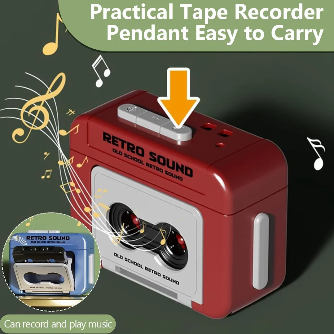 Mini Retro Recorder Tape Keychain Creative Cassette Player Con 3 canzoni Portable