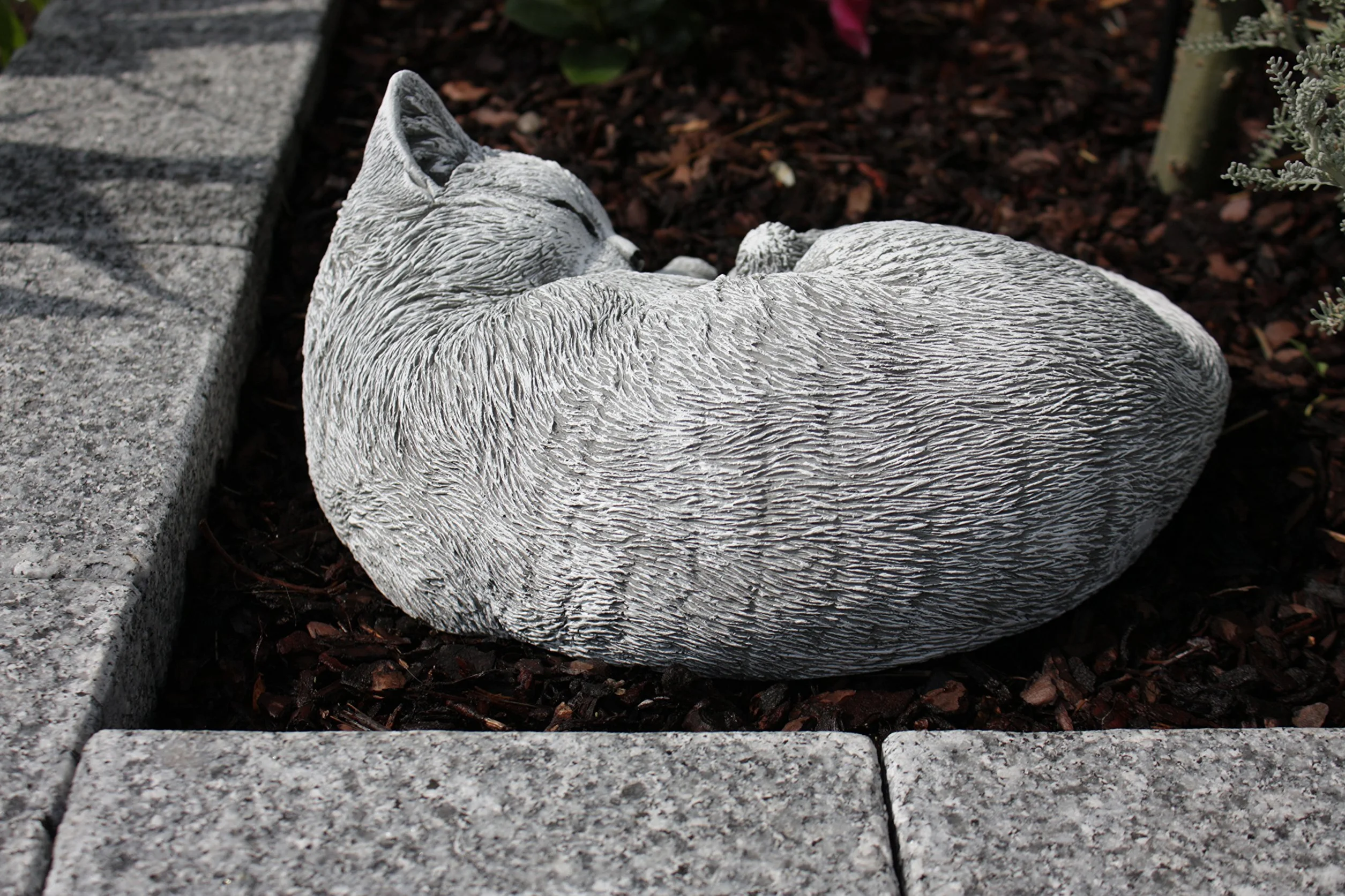 stoneandstyle Statua Scultura Gatto felino Che Dorme, Fatto a Mano, Resistente al Gelo