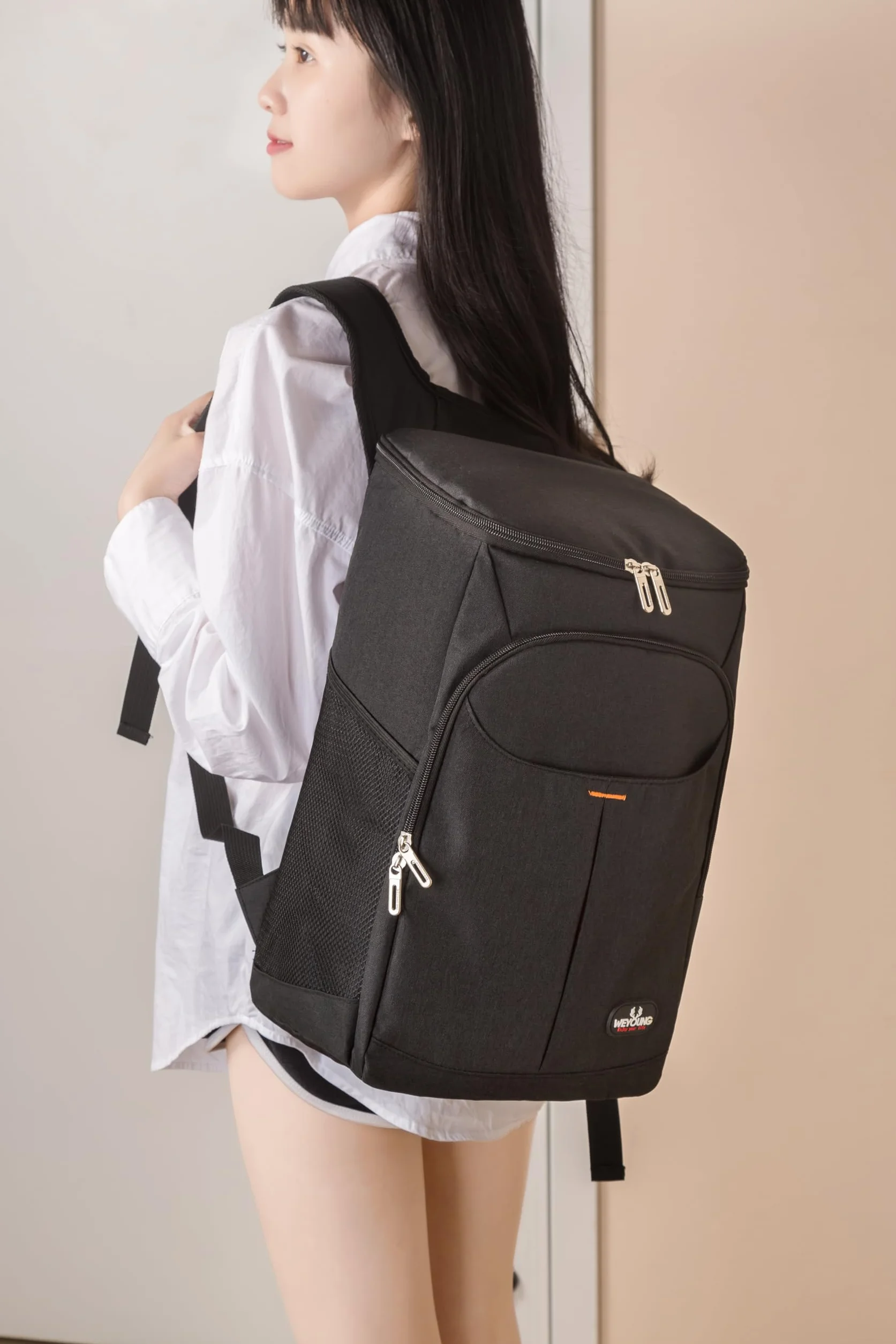 Borsa Termica Frigo 25L Isoterma per Alimenti Caldo Freddo, Zaino Porta Pranzo Nero