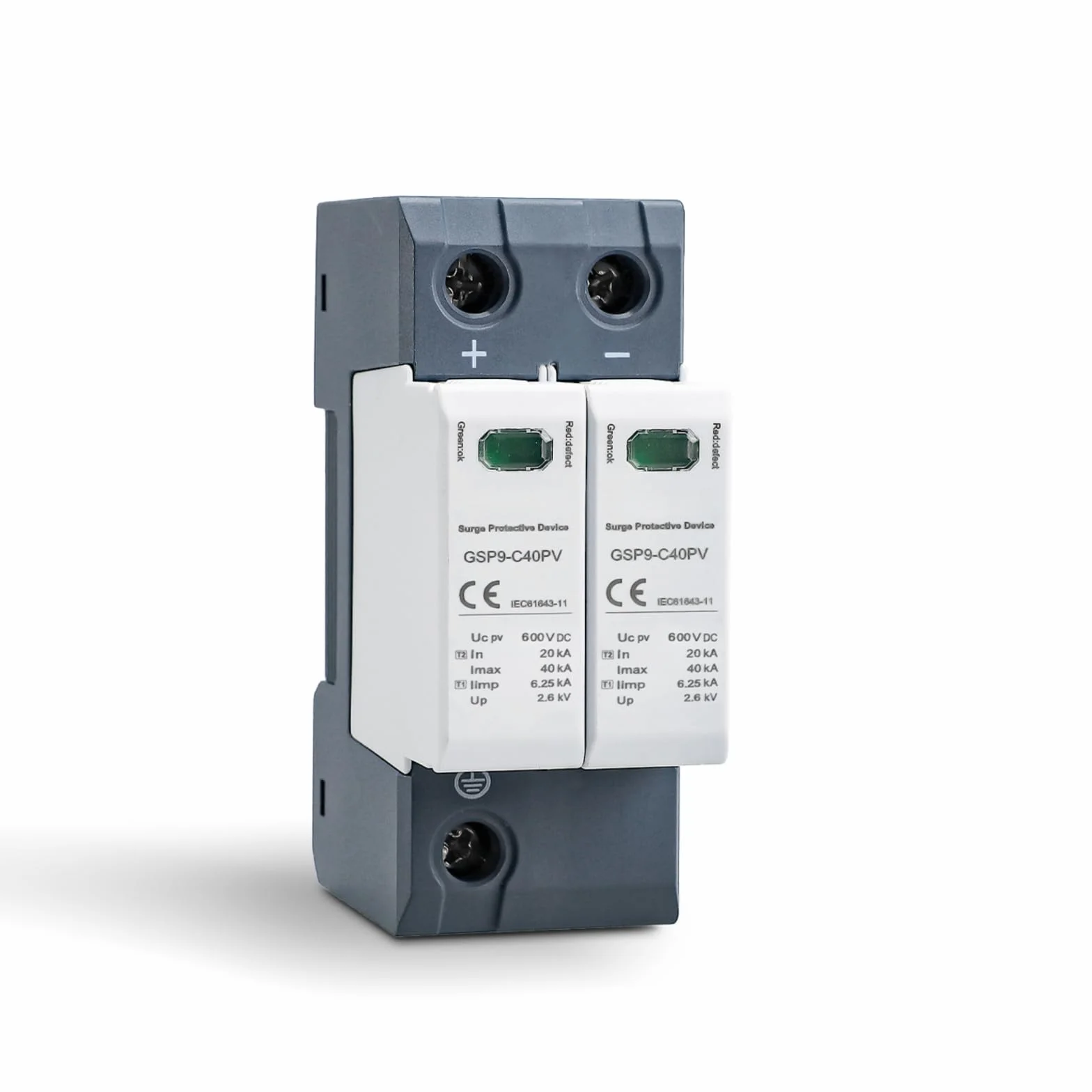 Scaricatore di Sovratensione GSP9-C40 2P 40kA 600VDC per Fotovoltaici e Bassa Tensione