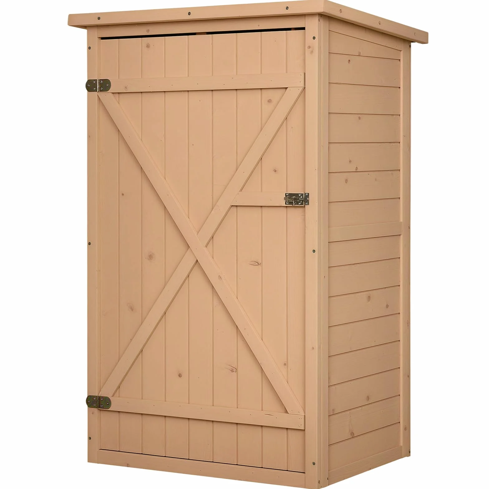 Outsunny Casetta da Giardino in Legno con Tetto Impermeabile, Armadio Porta Attrezzi da Esterno con 2 Mensole, 75x56x115cm, Colore Legno
