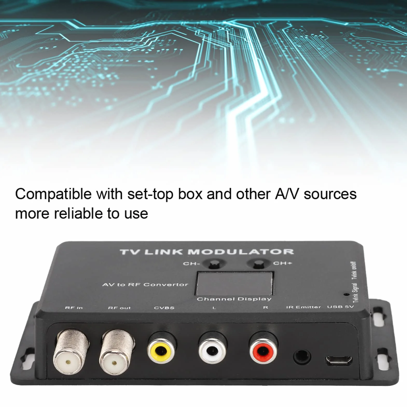 Modulatore UHF TV Link TM70, Convertitore Universale AV a RF con Display Canale, PAL/NTSC