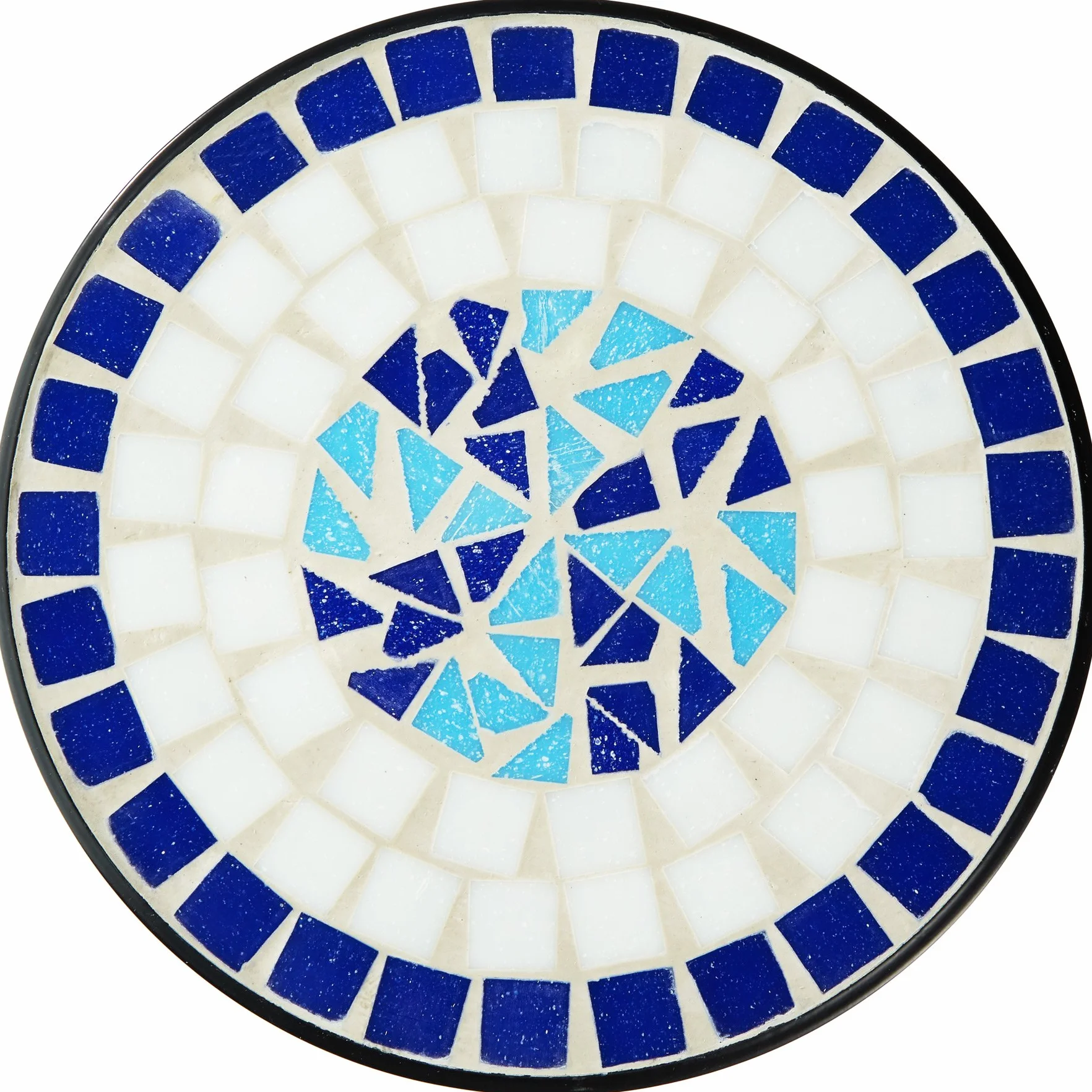 tectake Tavolo da Esterno 30x30x61,5 cm Mosaico di Pietra Gambe Arcuate Tavolo Rotondo per Giardino Terrazzo Balcone Bianco Blu