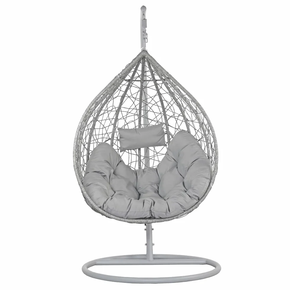 Poltrona a Dondolo Sospesa da Giardino Estosa Ferro Diametro 108cm Altezza 198cm Fibra Sintetica Cuscini Poliestere Portata 120kg