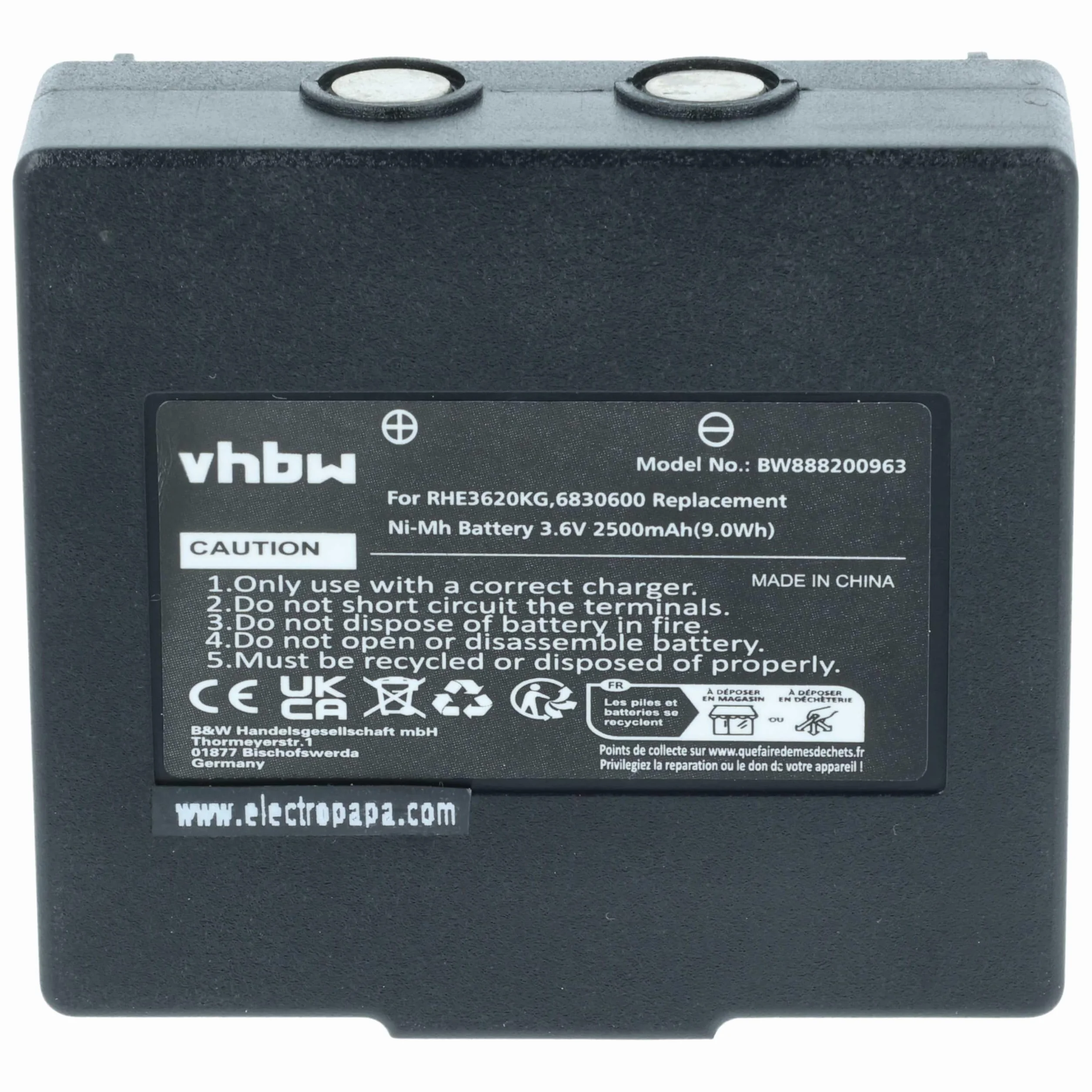 Batteria Compatibile Hetronic Mini FBH300 Nova Mini Radiocomando Industriale Telecomando 2500mAh 3,6V NiMH Nero